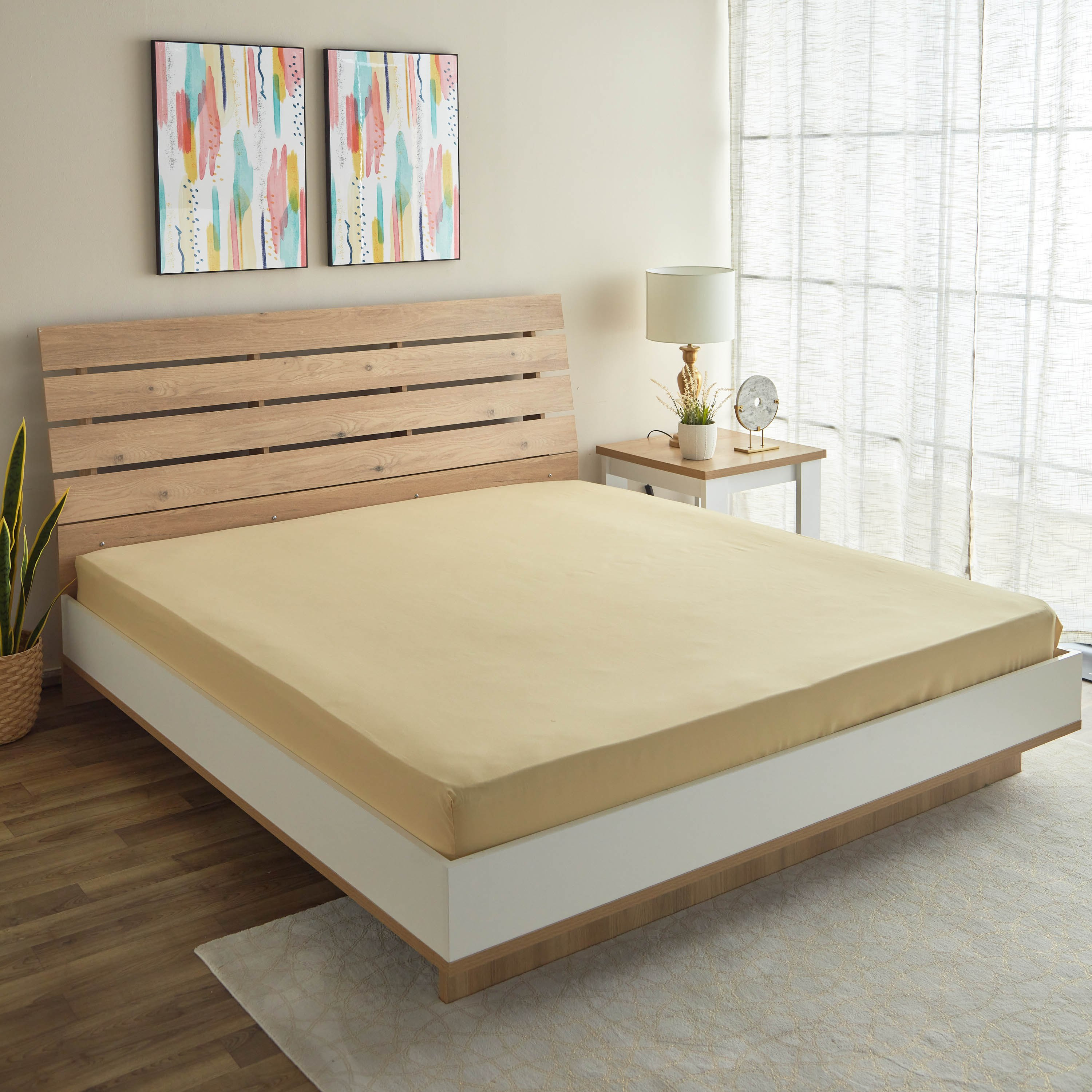 شرشف مطاطي كوين سادة من الألياف الدقيقة من ديربي - 150x200+25 سم-hbxhomeware-hbxbedroom-image-1