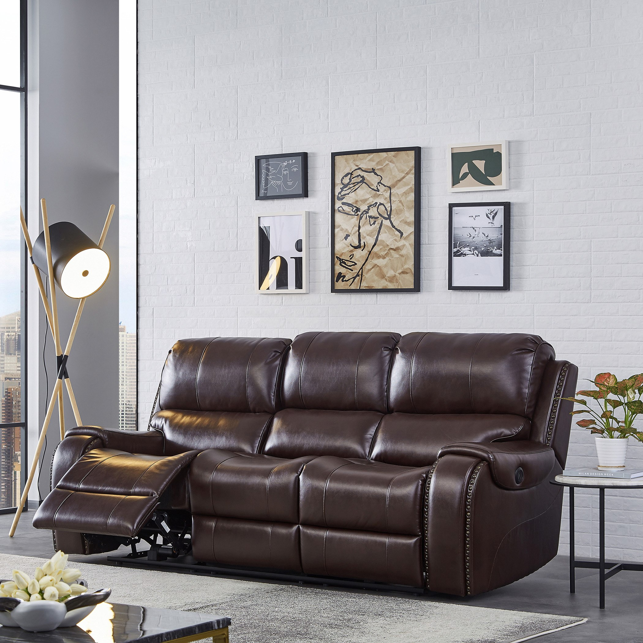 Power recliner store sofa set