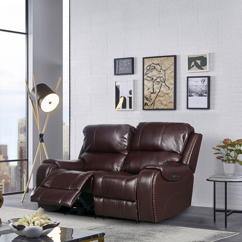 Faux Leather Dual Power Recliner Sofa