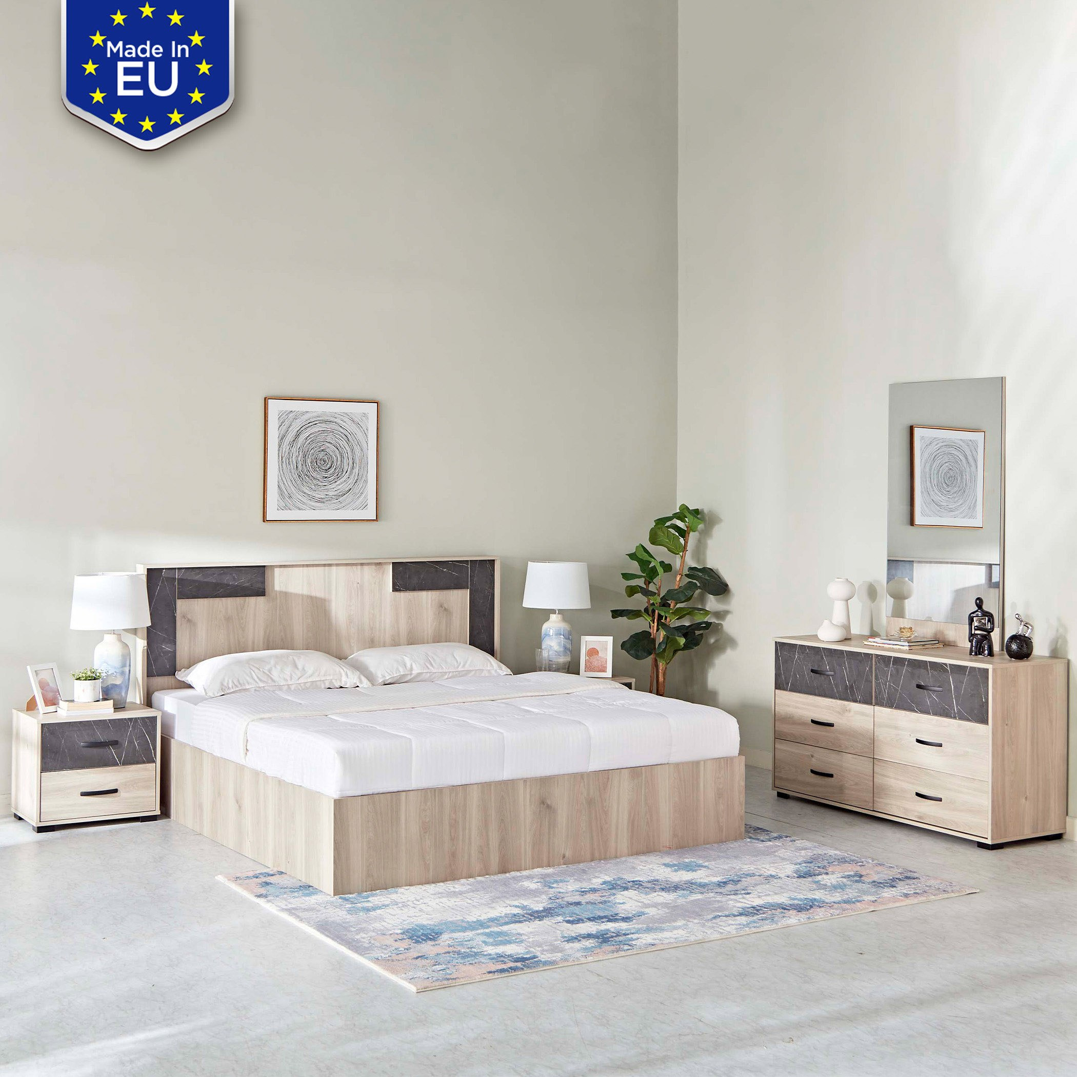 طقم غرفة نوم كينج 5 قطع من أثينا يورو - 180x200 سم-hbxbedroom-bedsandbedsets-bedroomsets-king-image-1