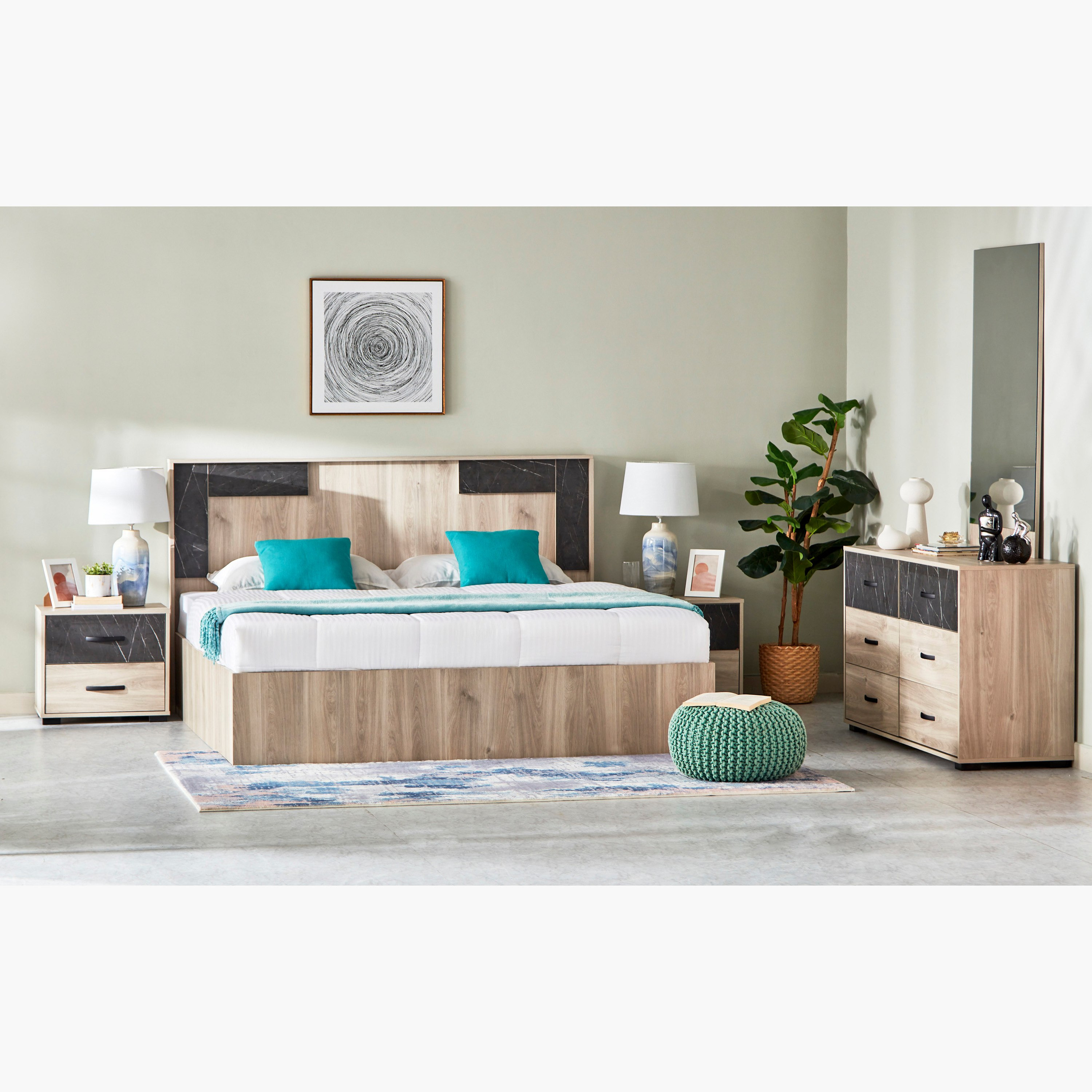 طقم غرفة نوم كينج 5 قطع من أثينا يورو - 180x200 سم-hbxbedroom-bedsandbedsets-bedroomsets-king-image-18