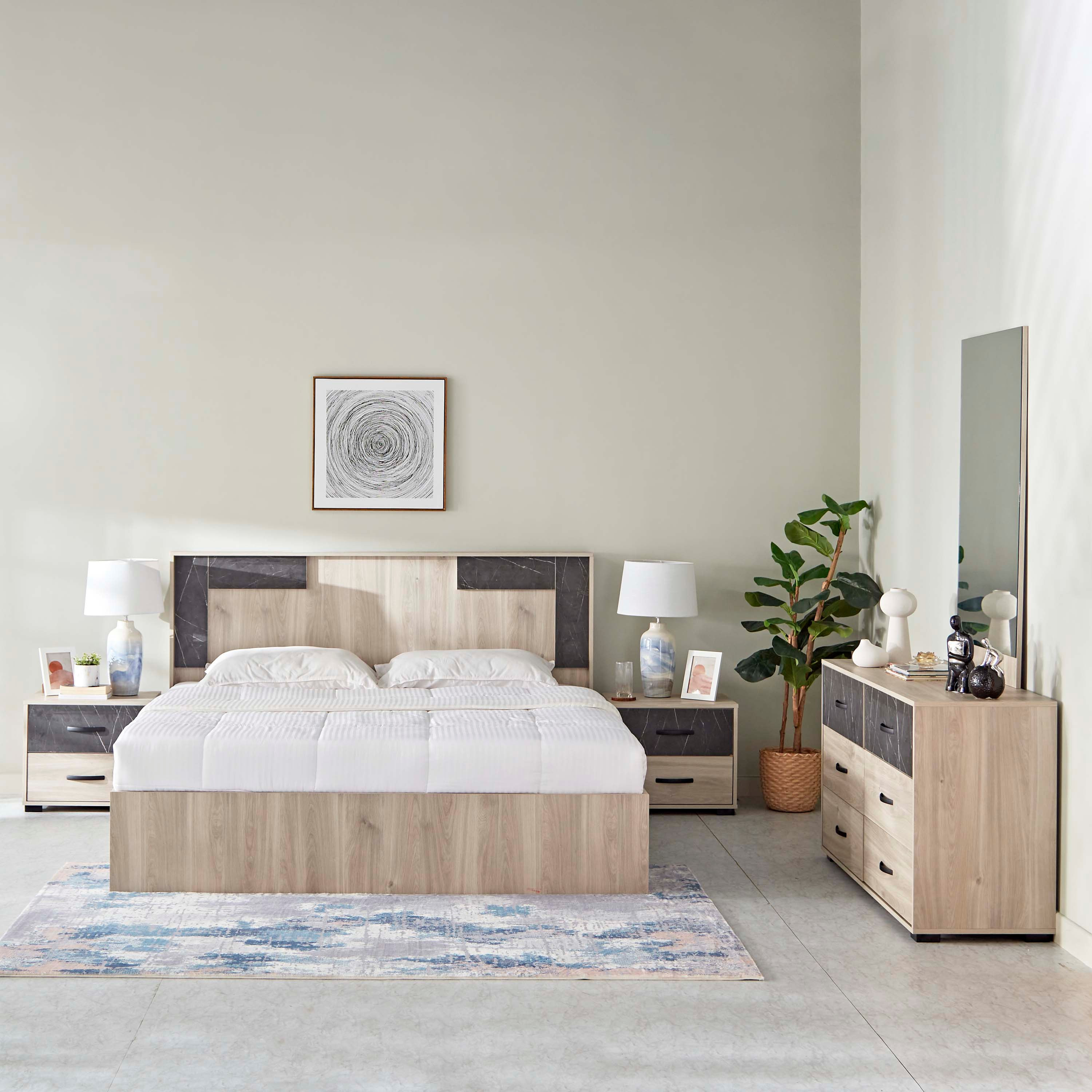 طقم غرفة نوم كينج 5 قطع من أثينا يورو - 180x200 سم-hbxbedroom-bedsandbedsets-bedroomsets-king-image-2