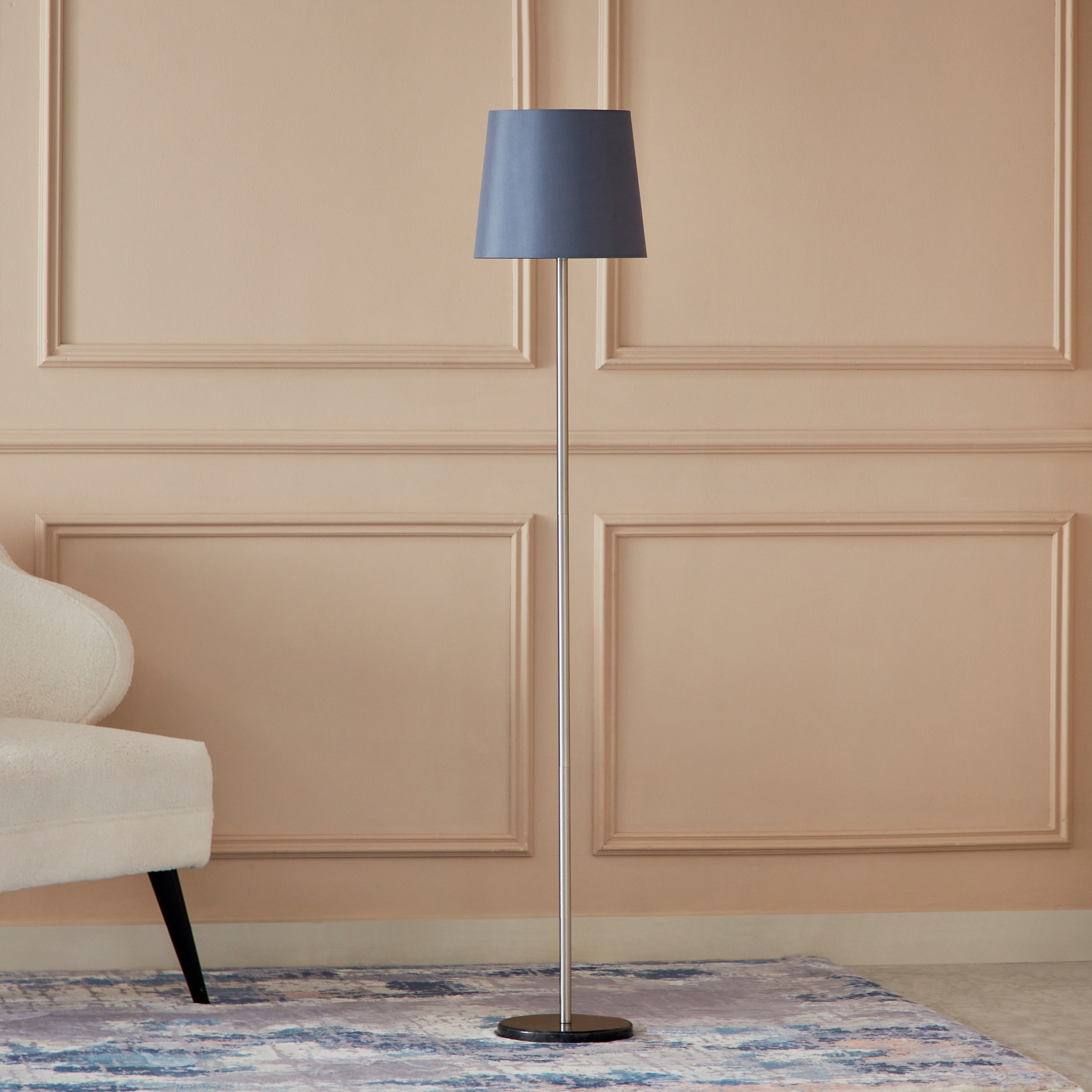 مصباح أرضي معدن بقاعدة رخام وغطاء من إيثان - 28x150 سم-hbxhomeware-hbxdecorandfurnishings-image-2
