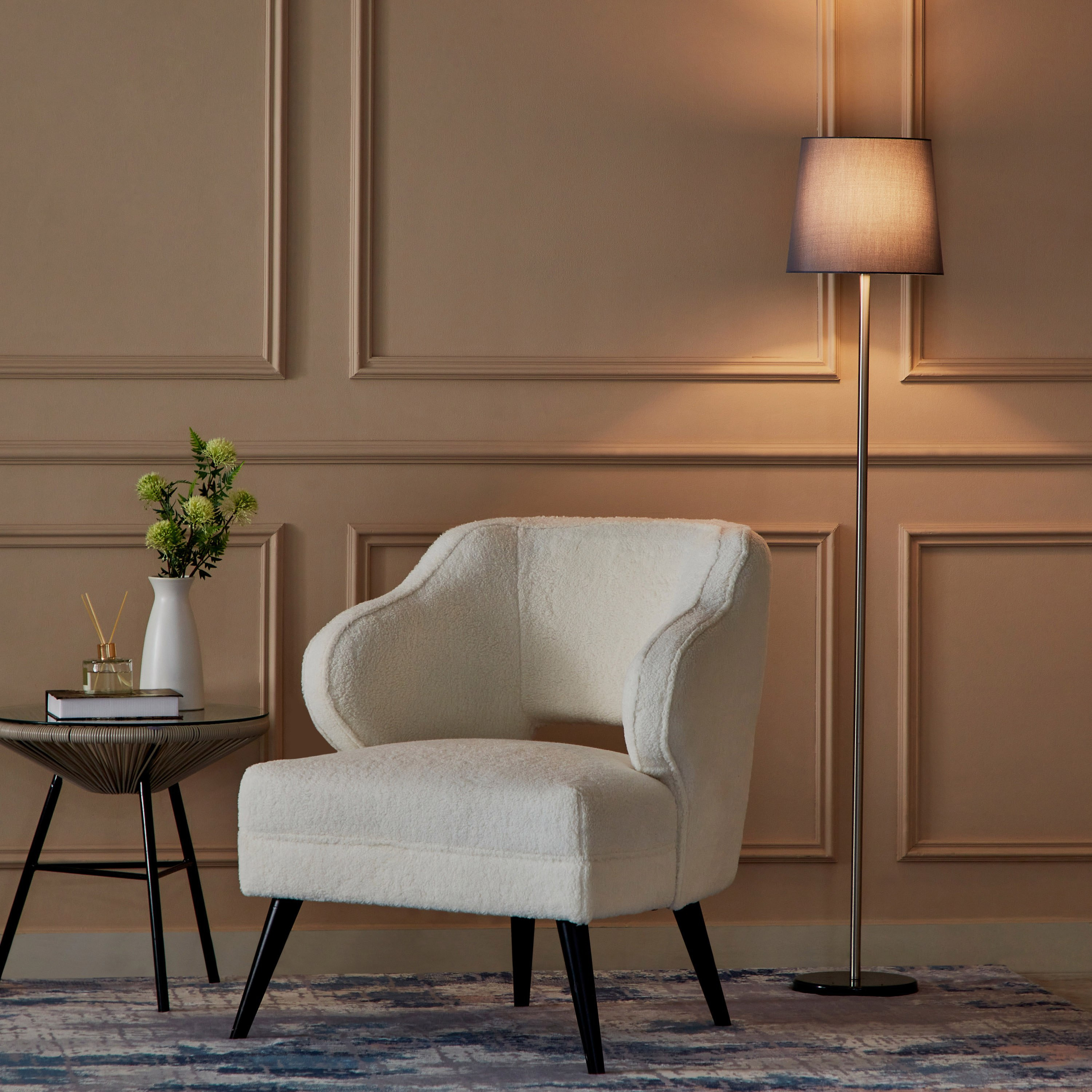 مصباح أرضي معدن بقاعدة رخام وغطاء من إيثان - 28x150 سم-hbxhomeware-hbxdecorandfurnishings-image-5