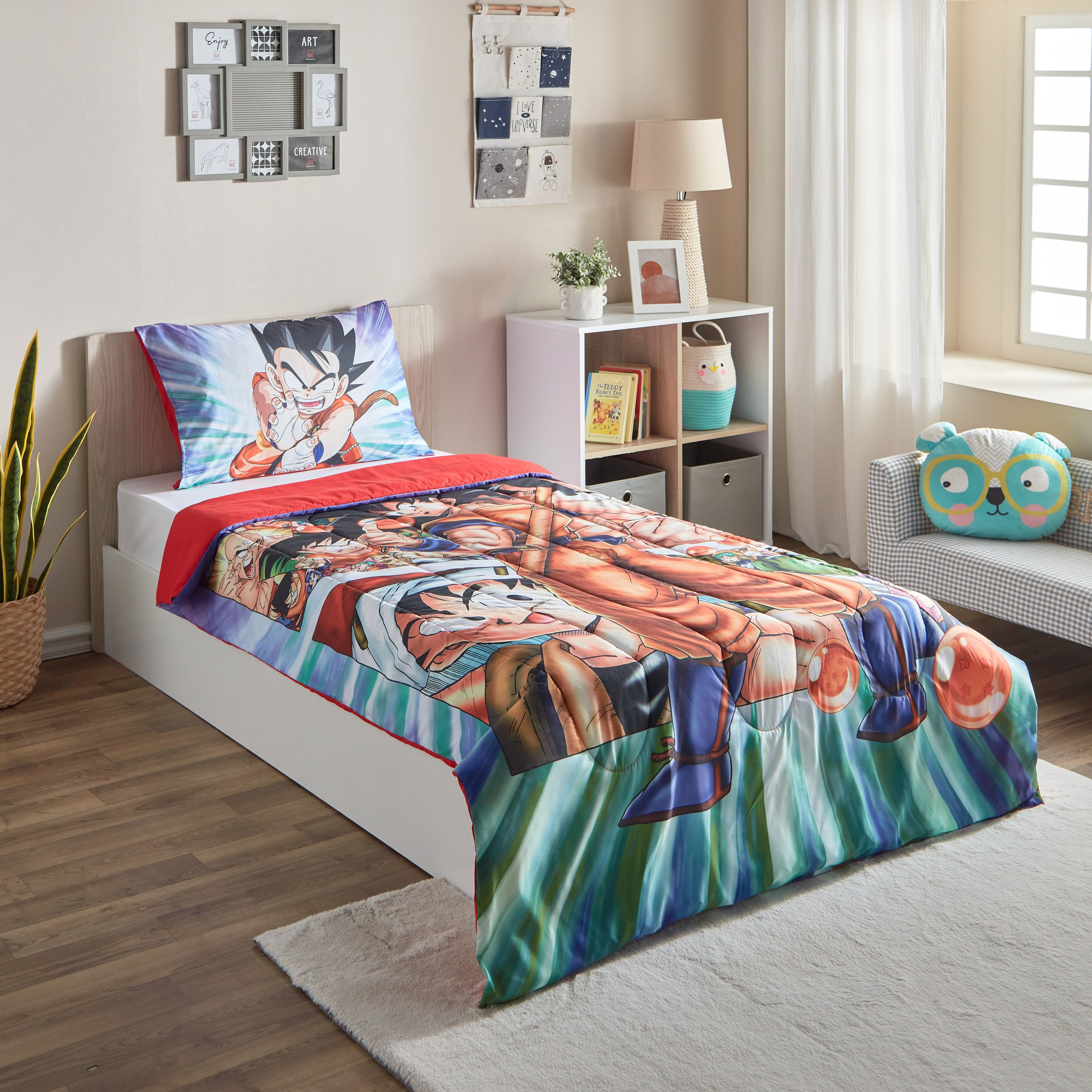 طقم لحاف فردي قطعتين بطبعات دراجون بول زد - 135x220 سم-hbxhomeware-hbxkidsandyouth-image-1