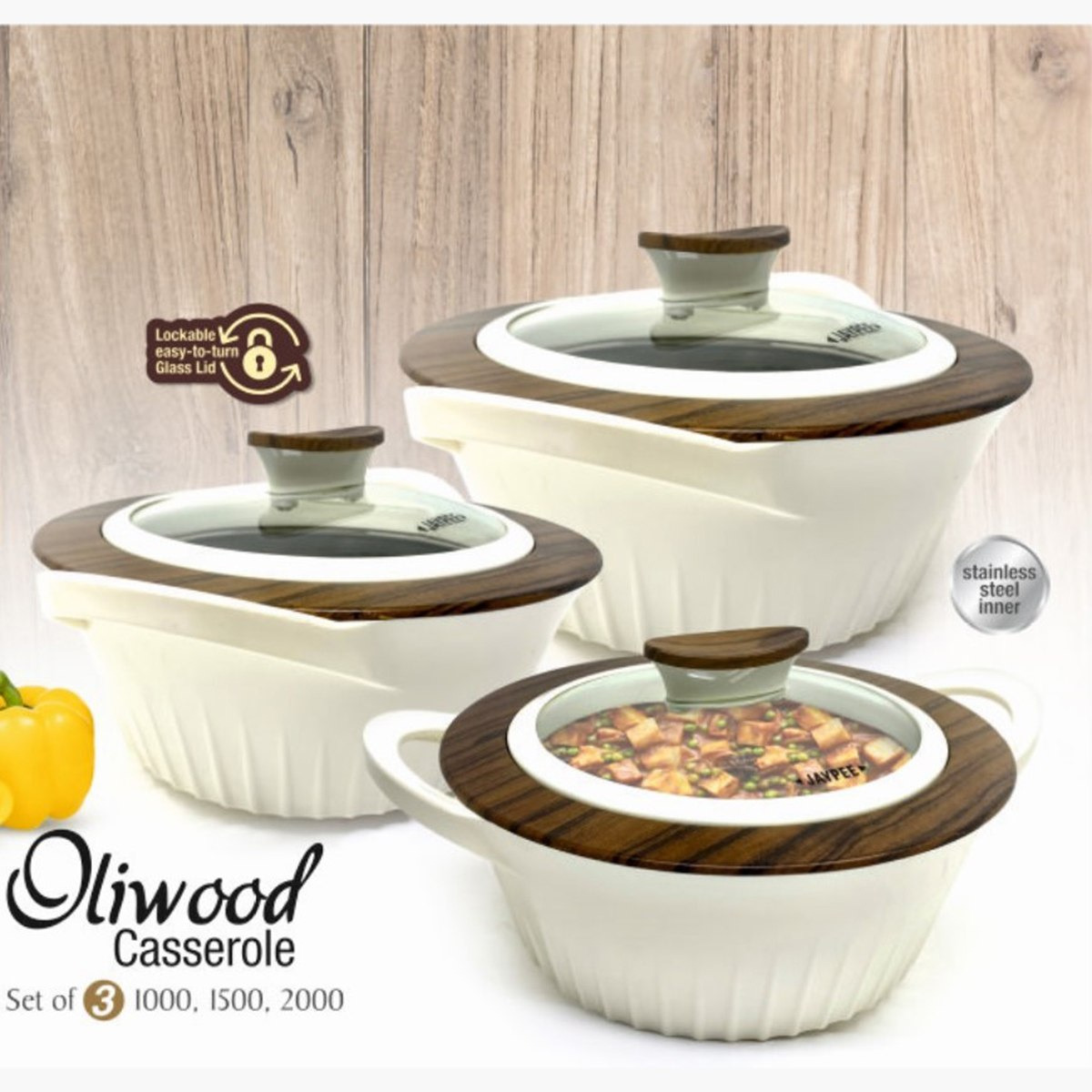طقم كسرولة بغطاء زجاج 3 قطع من أوليوود-hbxdecorandfurnishings-tabletop-serveware-image-4