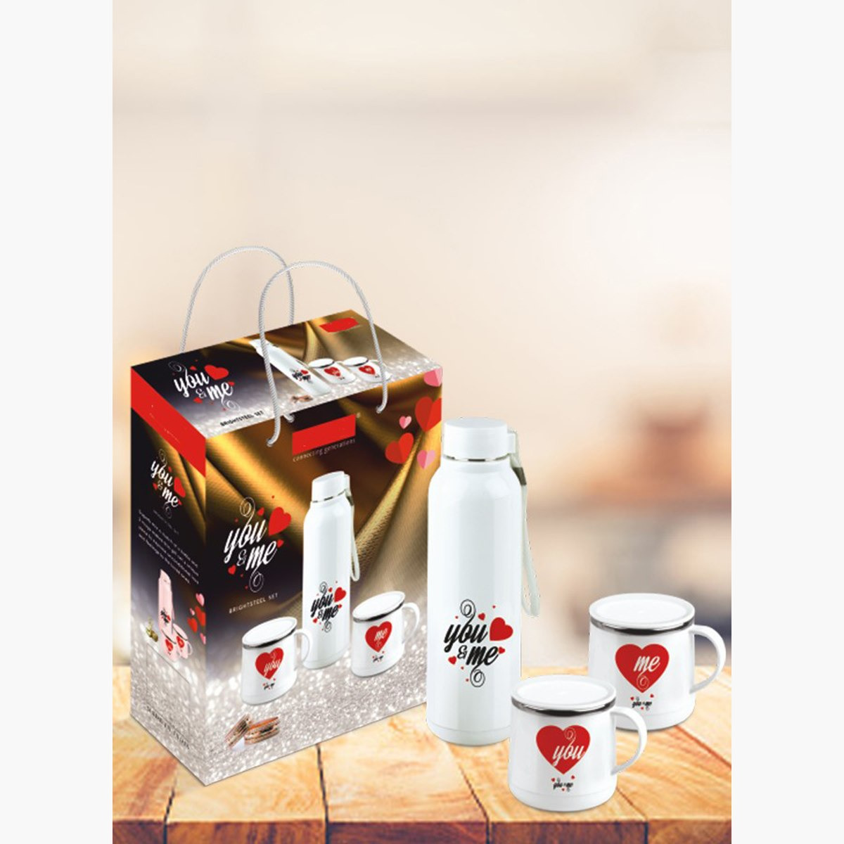 قارورة عازلة للمشروبات الساخنة والباردة من الصُلب مع كوبين من برايت-hbxhomeware-hbxkitchen-image-1