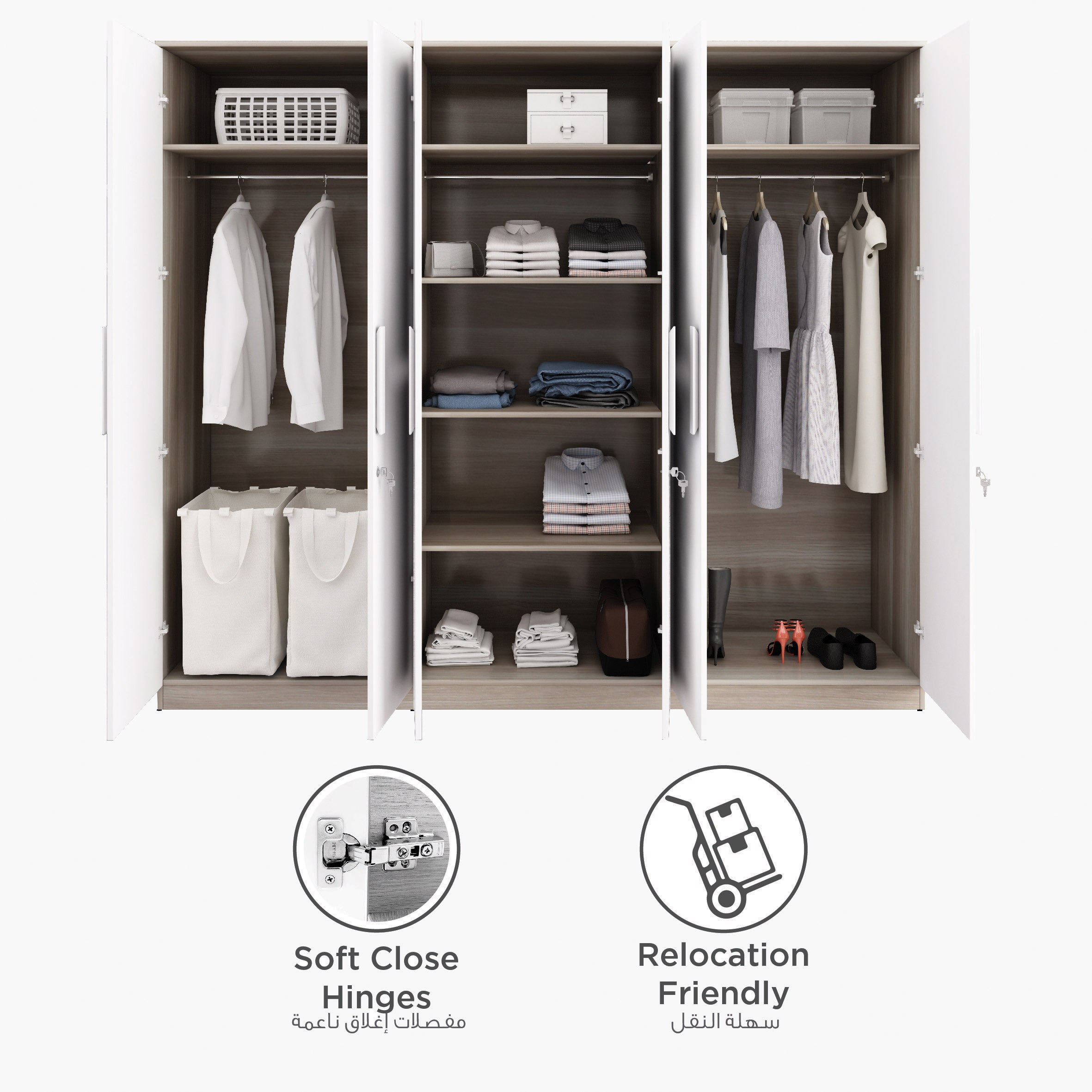 Harvard 6-Door Wardrobe with Mirror-hbxfurniture-wardrobes-image-6