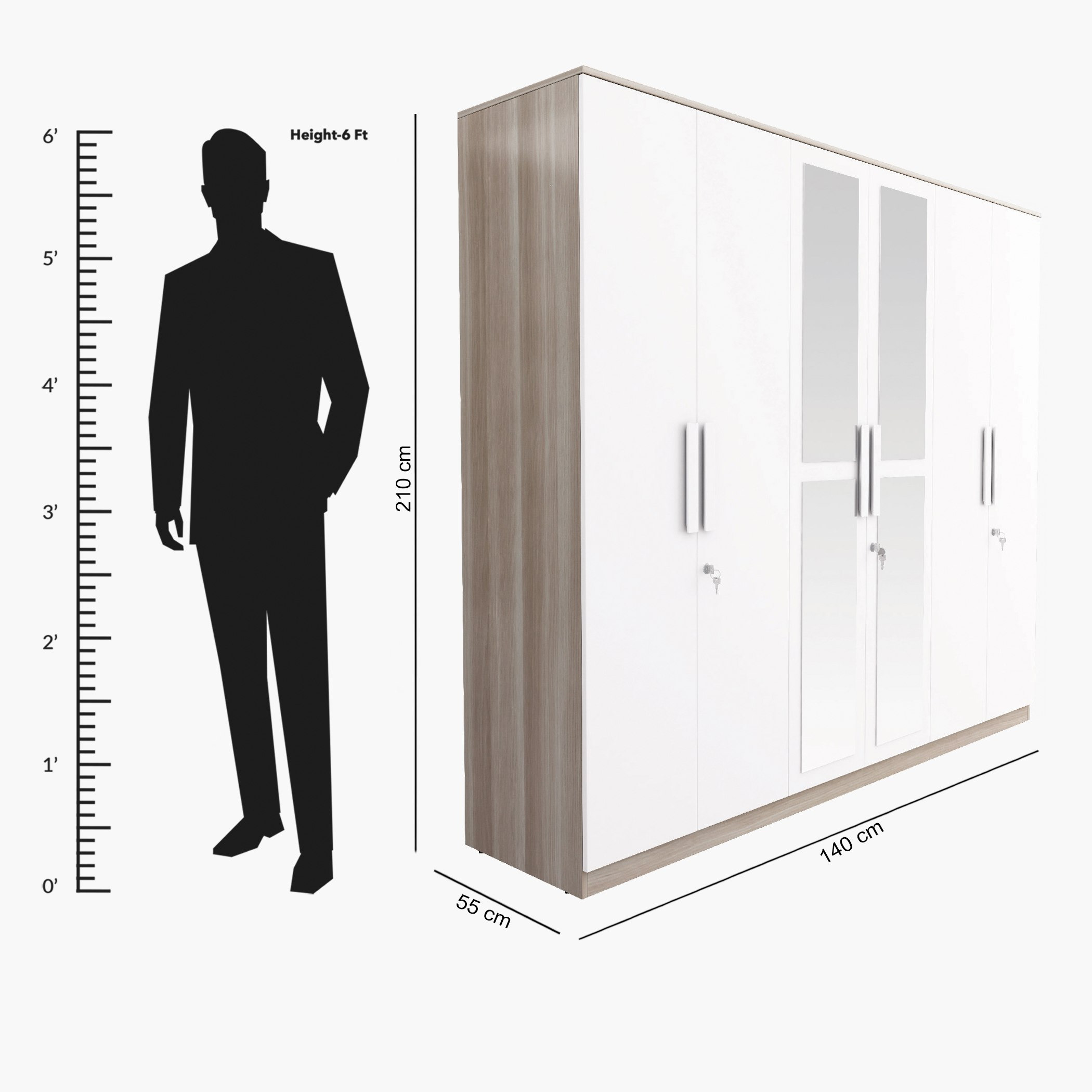 Harvard 6-Door Wardrobe with Mirror-hbxfurniture-wardrobes-image-8