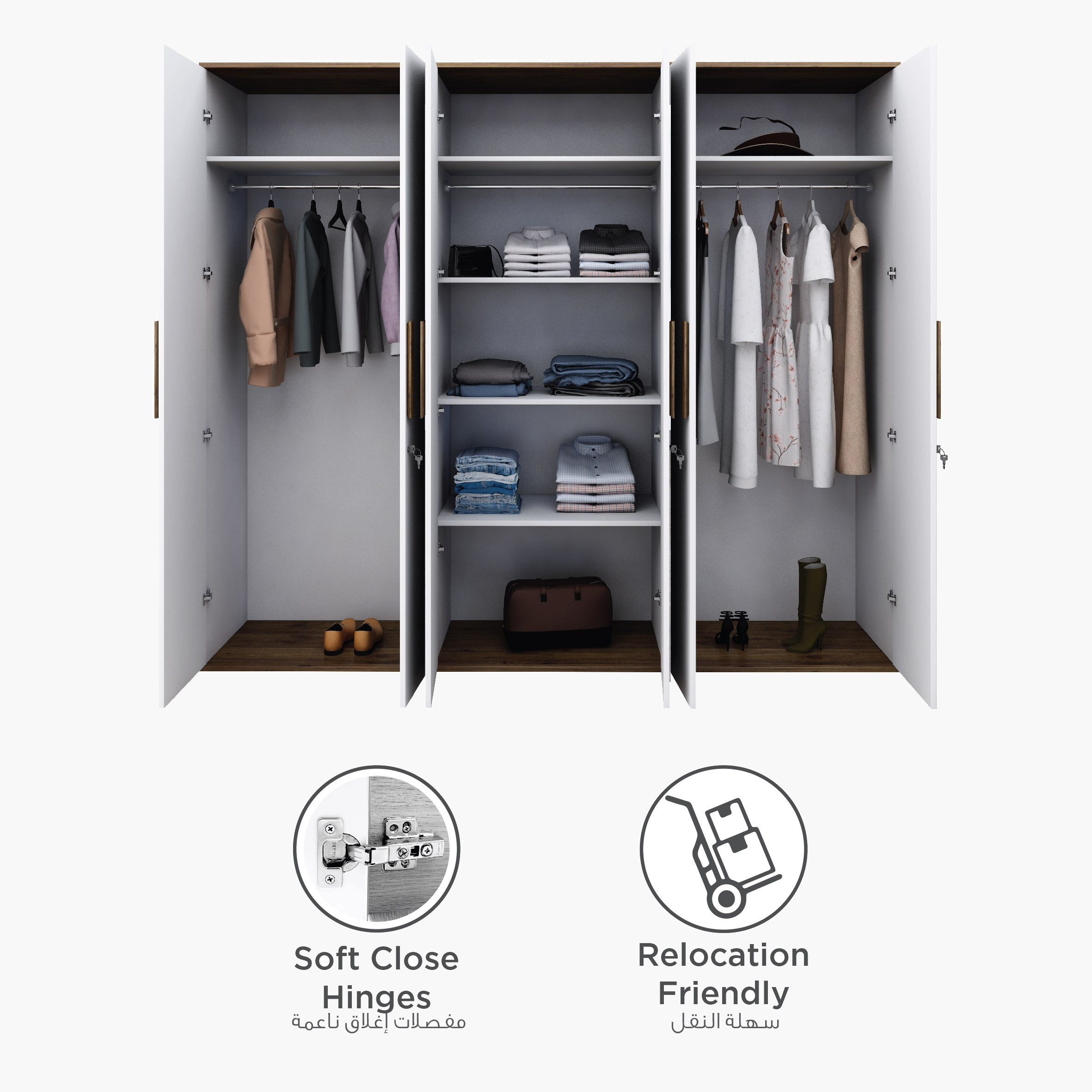 خزانة ملابس 6 أبواب بمرآة من وايتفيلد-hbxfurniture-wardrobes-image-4
