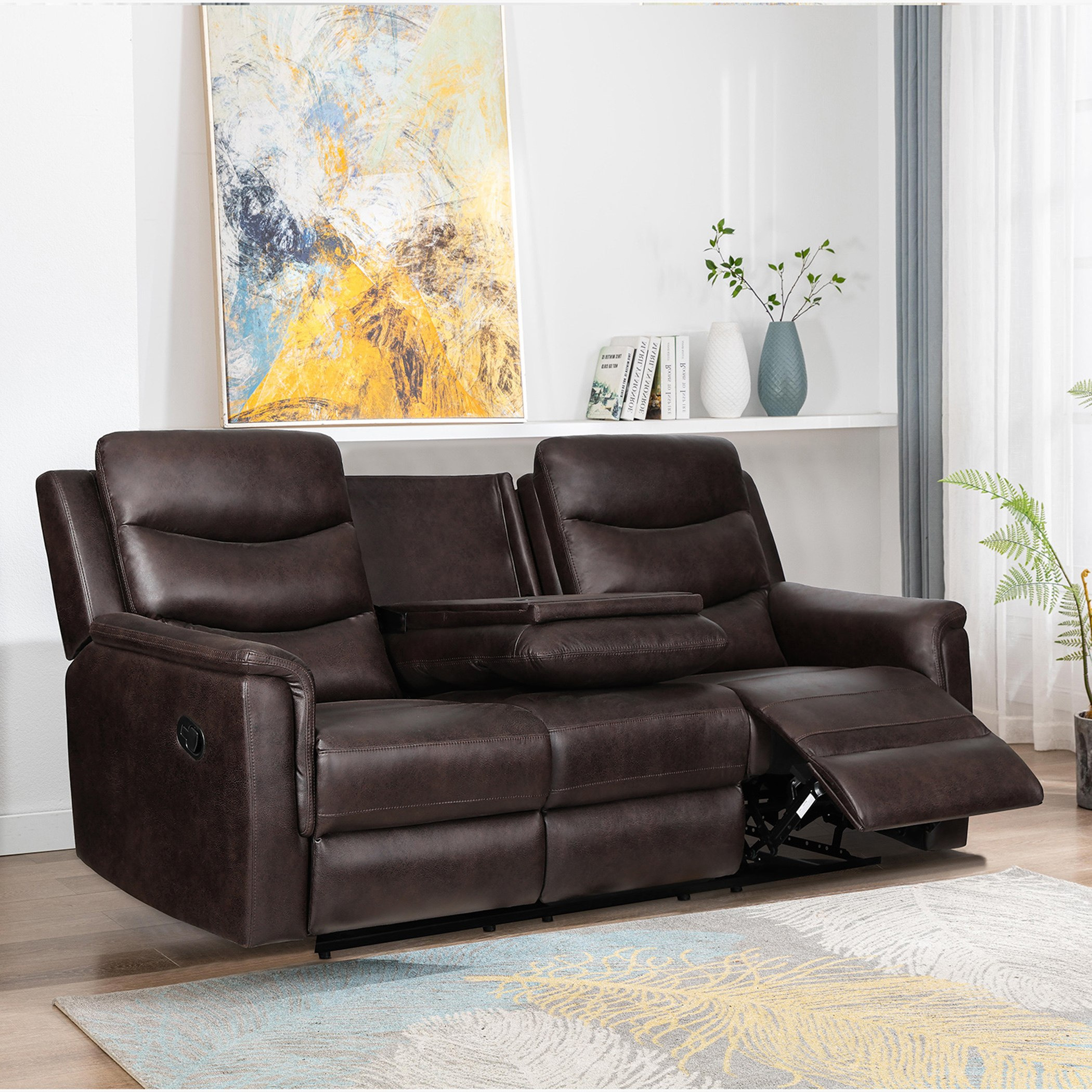 Leather recliner deals 3 seater sofa