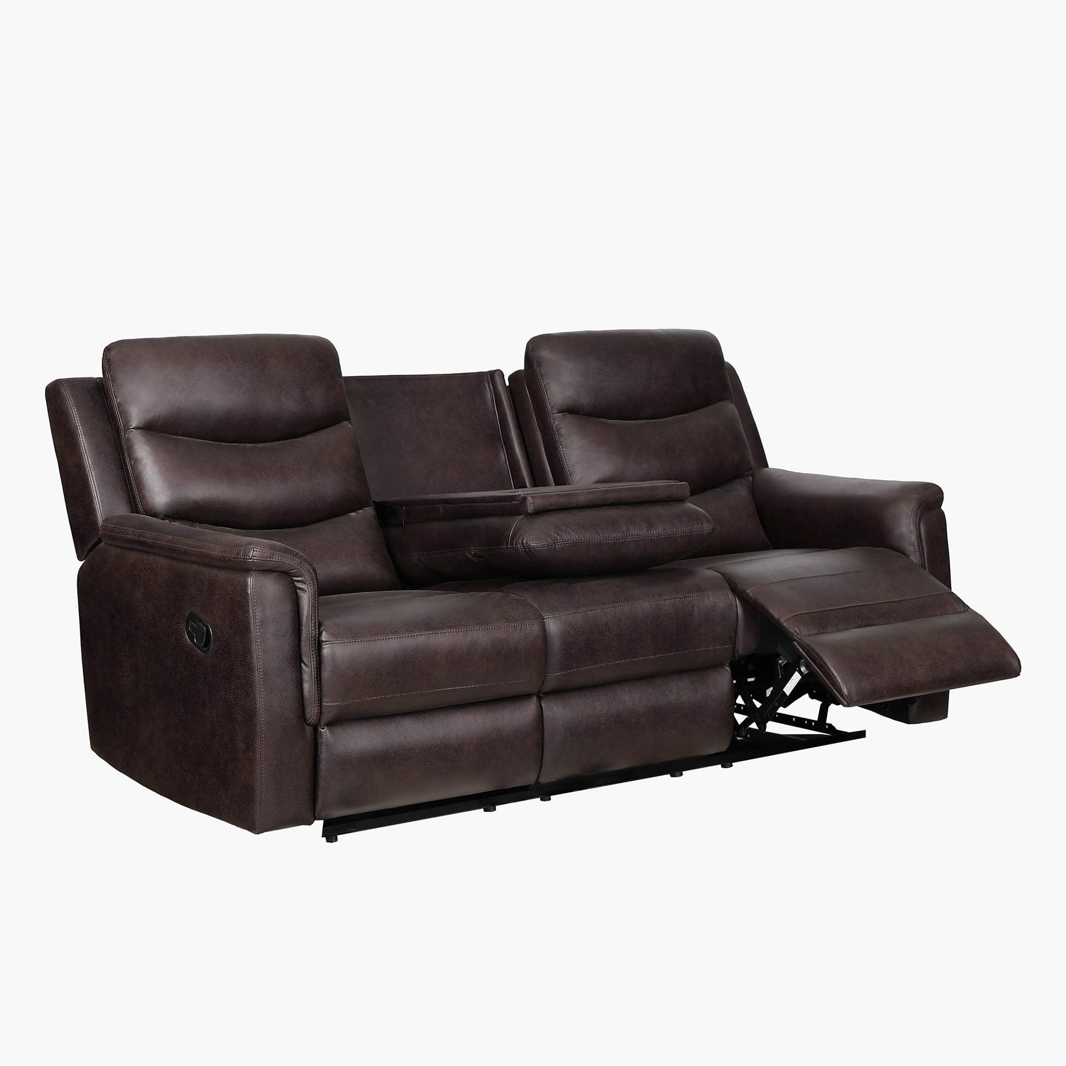 Vatican 3-Seater Leather Look Fabric Recliner Sofa with Dropdown Table-hbxlivingroom-sofasandarmchairs-sofas-image-3