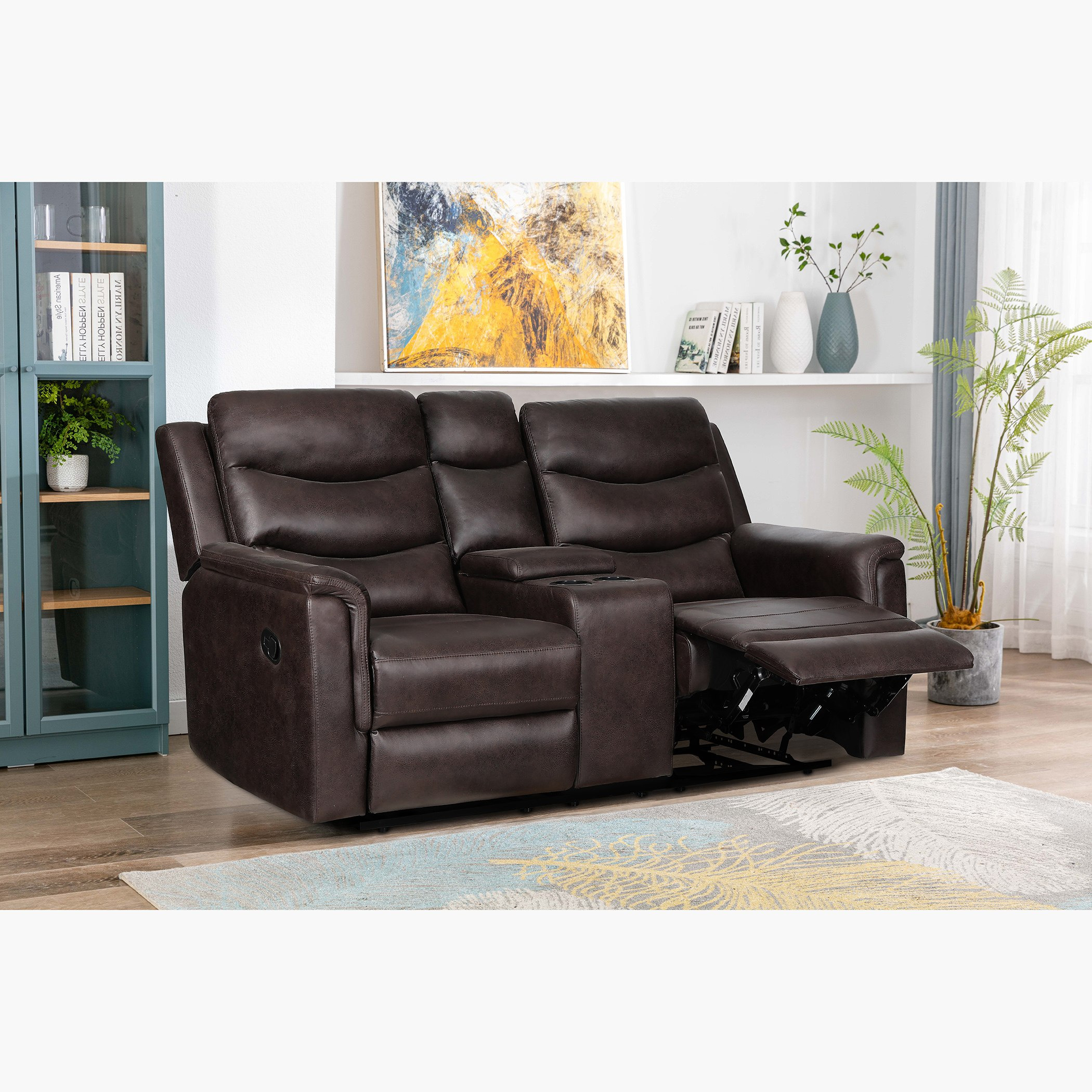 Buy Vatican 2 Seater Faux Leather Recliner Sofa with Console and