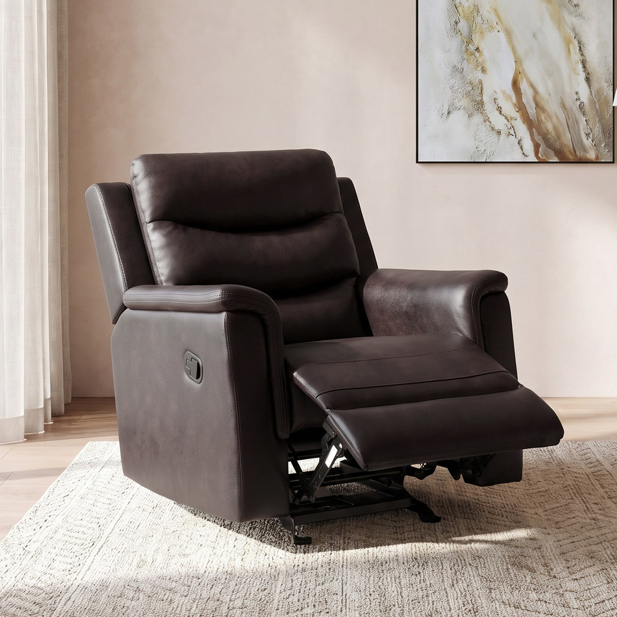 Vatican Armchair Leather Look Fabric Rocker Recliner Sofa-hbxfurniture-sofasandarmchairs-reclinersofas-image-1