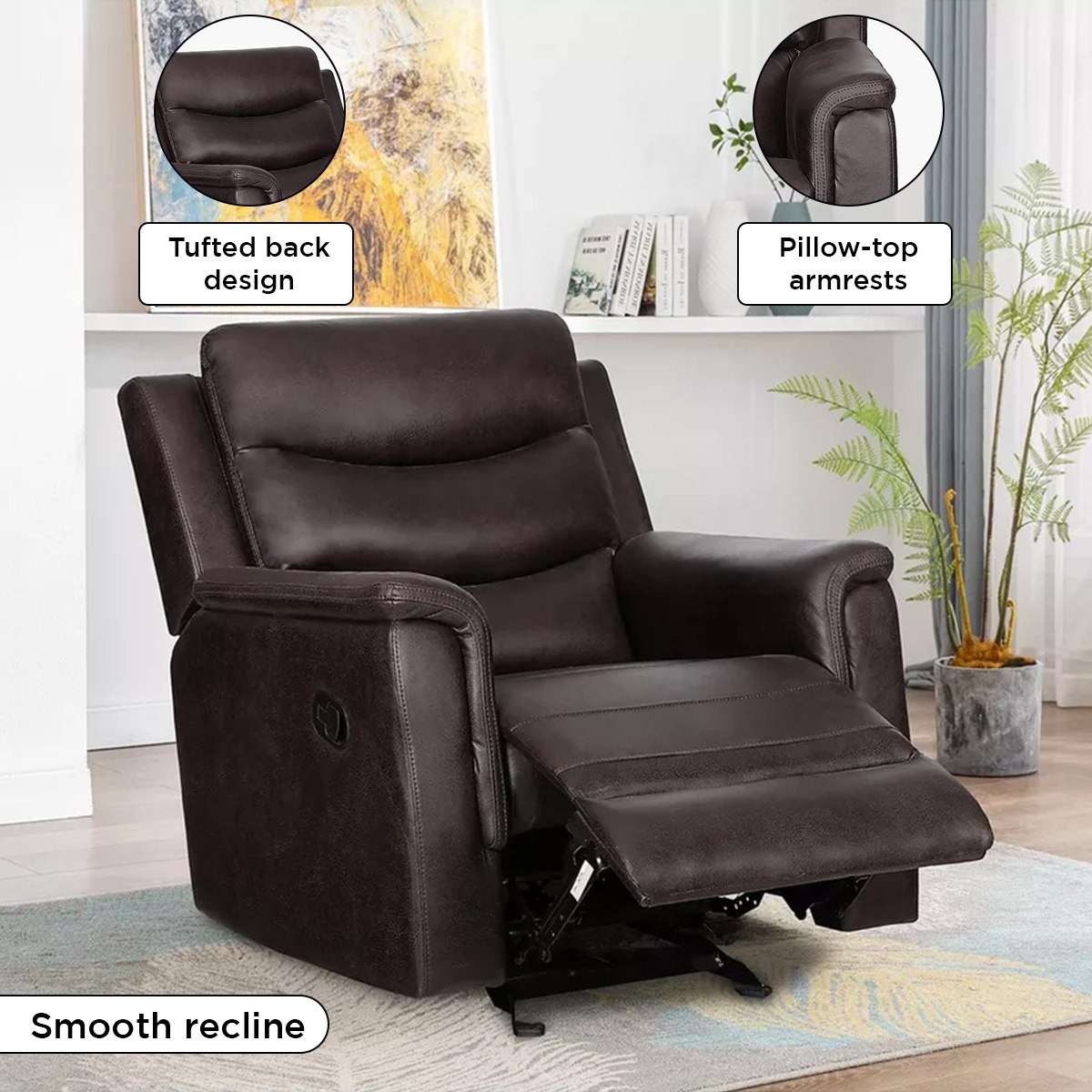 Vatican Armchair Leather Look Fabric Rocker Recliner Sofa-hbxfurniture-sofasandarmchairs-reclinersofas-image-5