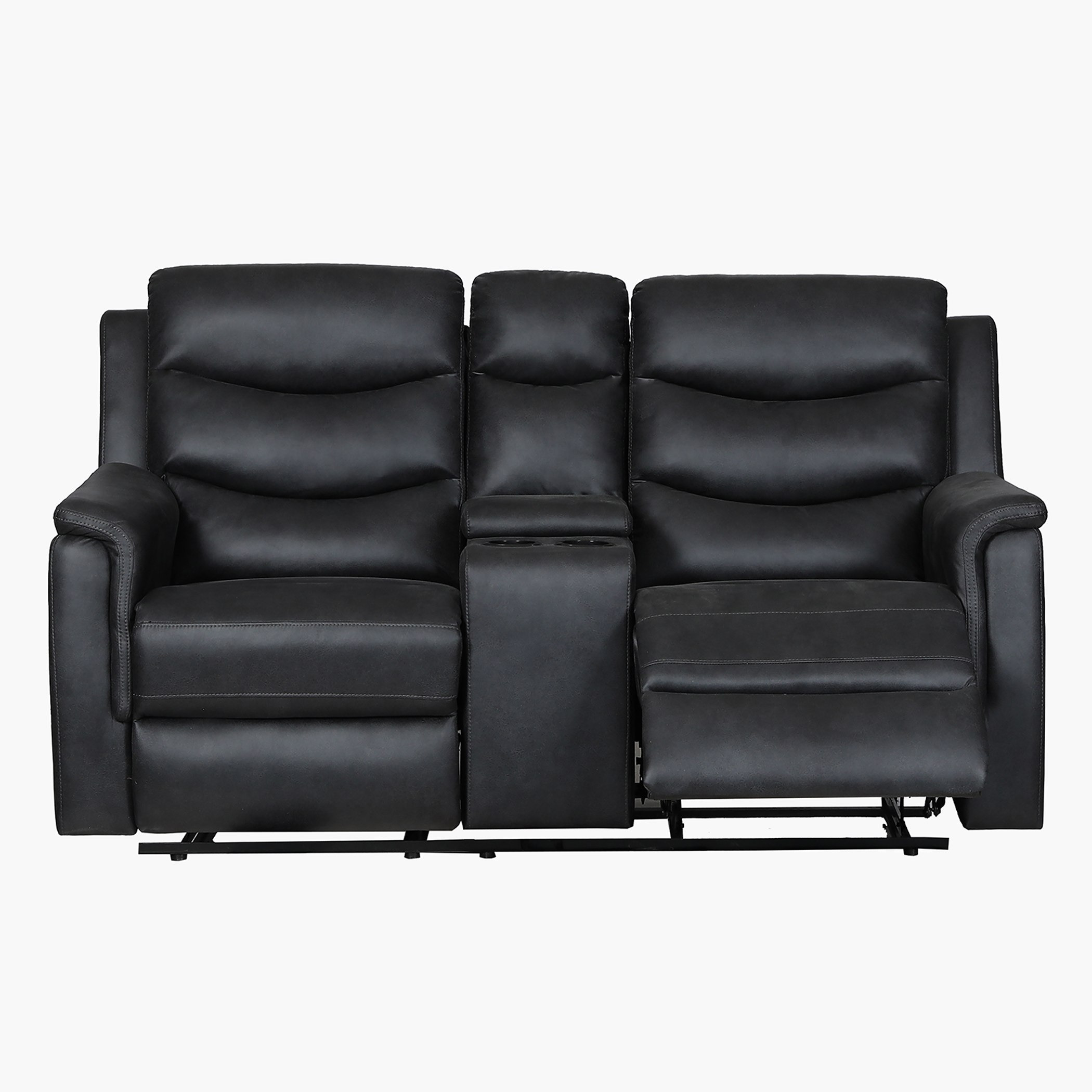 كنبة استرخاء جلد صناعي بمقعدين مع وحدة كونسول وحامل أكواب من فاتيكان-hbxlivingroom-sofasandarmchairs-sofas-image-2