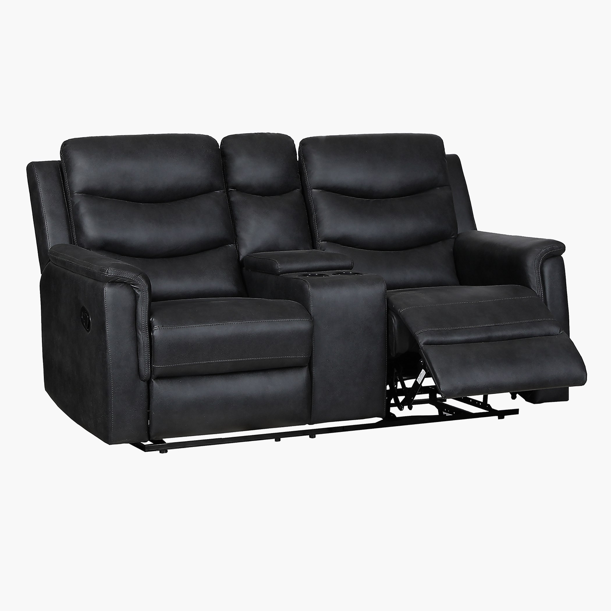 كنبة استرخاء جلد صناعي بمقعدين مع وحدة كونسول وحامل أكواب من فاتيكان-hbxlivingroom-sofasandarmchairs-sofas-image-3