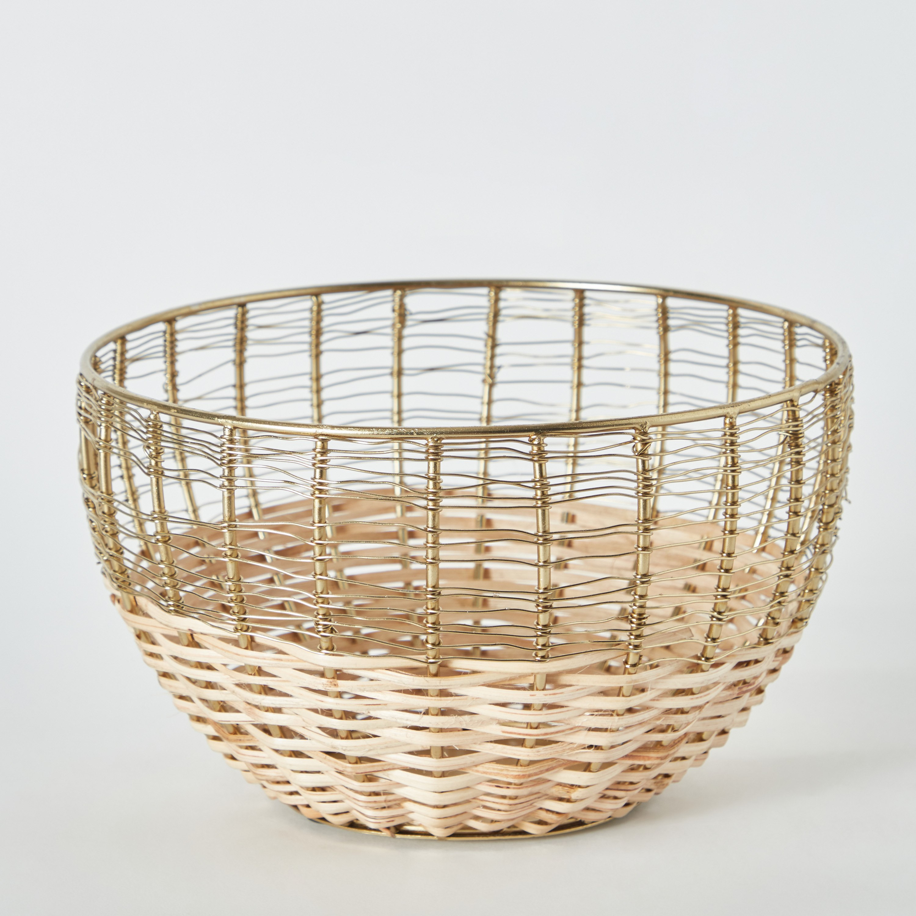 وعاء ديكور معدن وقصب من ويكر  - 25x25x15 سم-hbxdecorandfurnishings-homeaccessories-bowls-image-6
