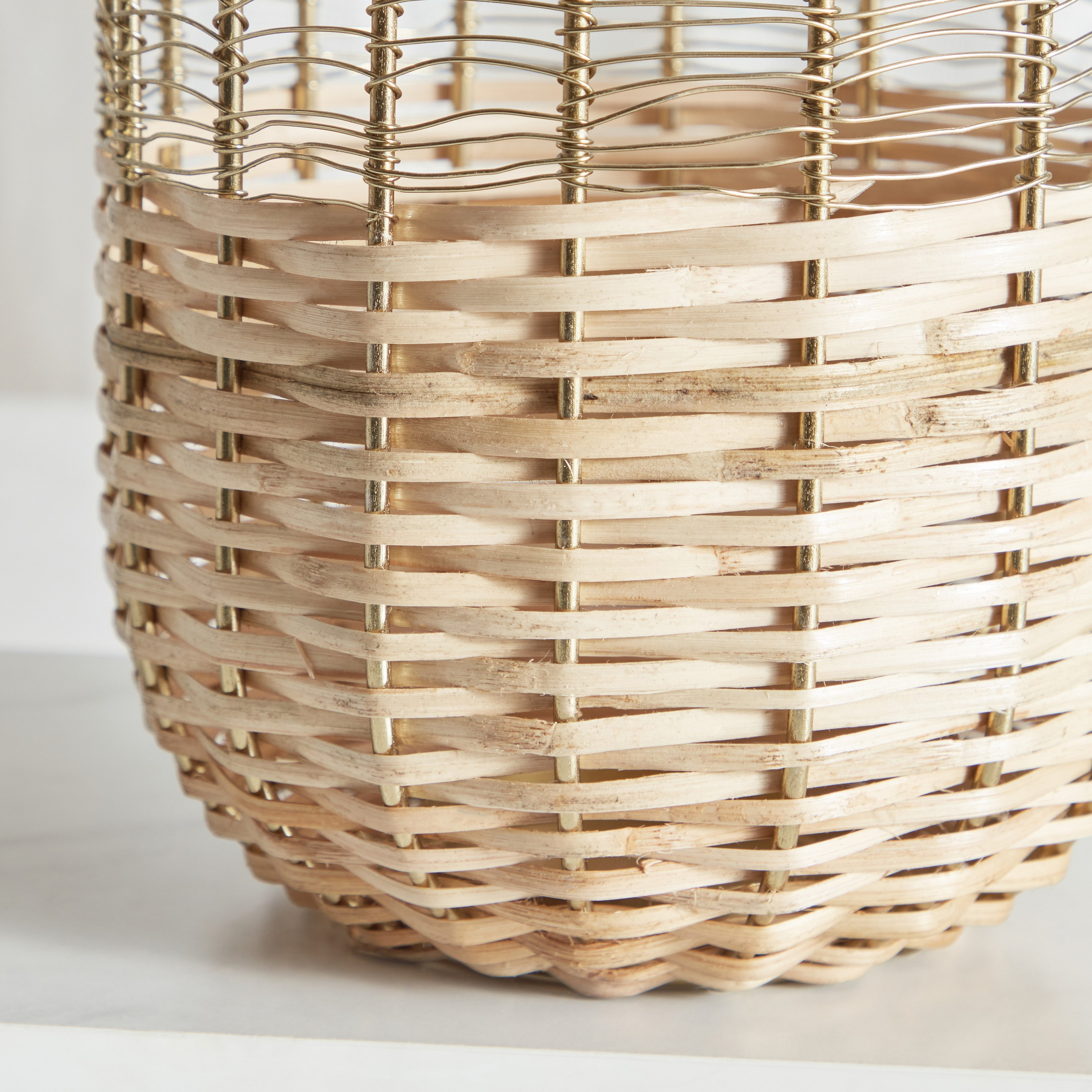 Wicker Metal and Cane Lantern - 15x15x30 cm-PROMO_HB_AE_B2G2_011025-image-4