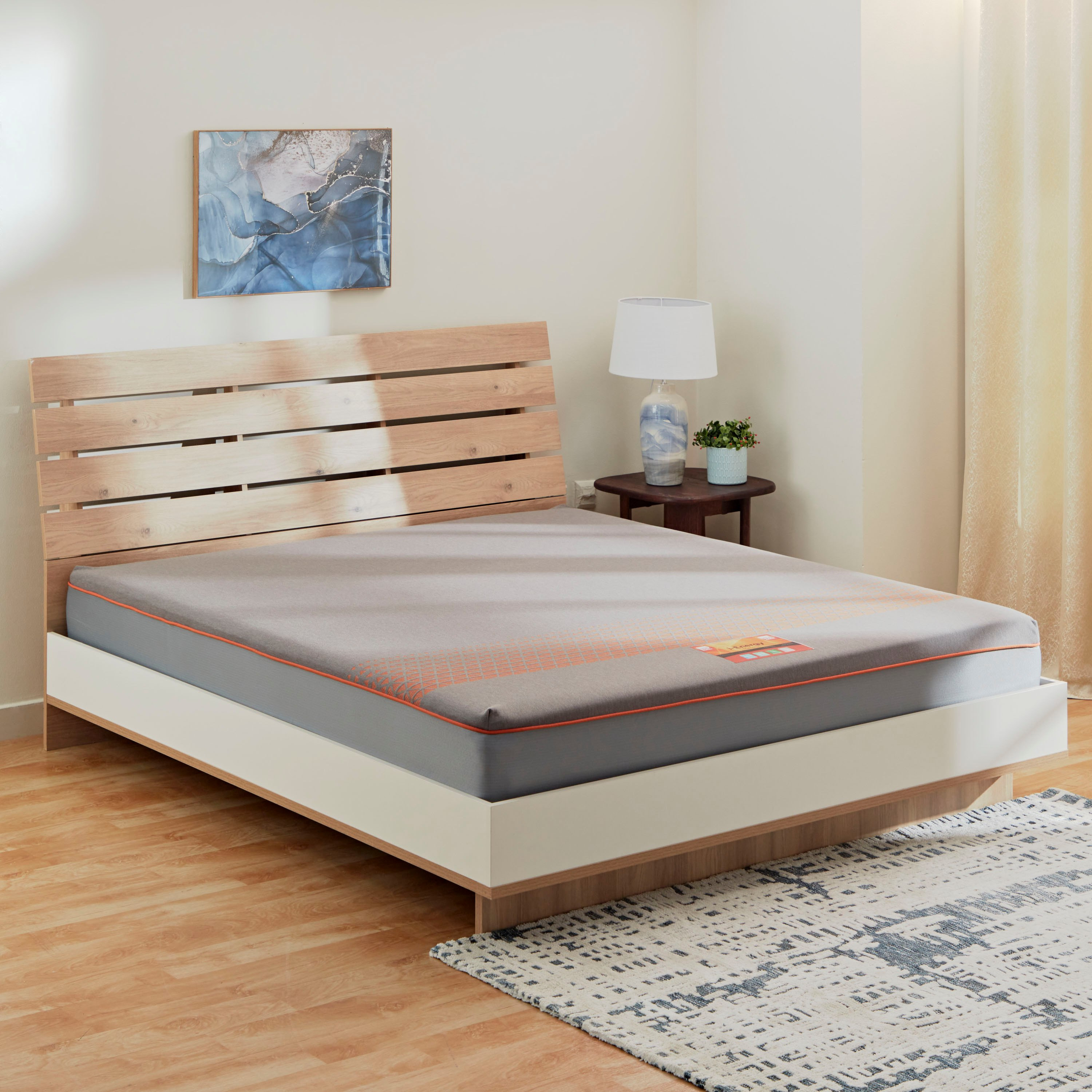 مرتبة كوين بنوابض جيبيّة وإسفنج ميموري فوم من آي إنرجي - 150x200x26 سم-hbxbedroom-mattresses-queen-image-3