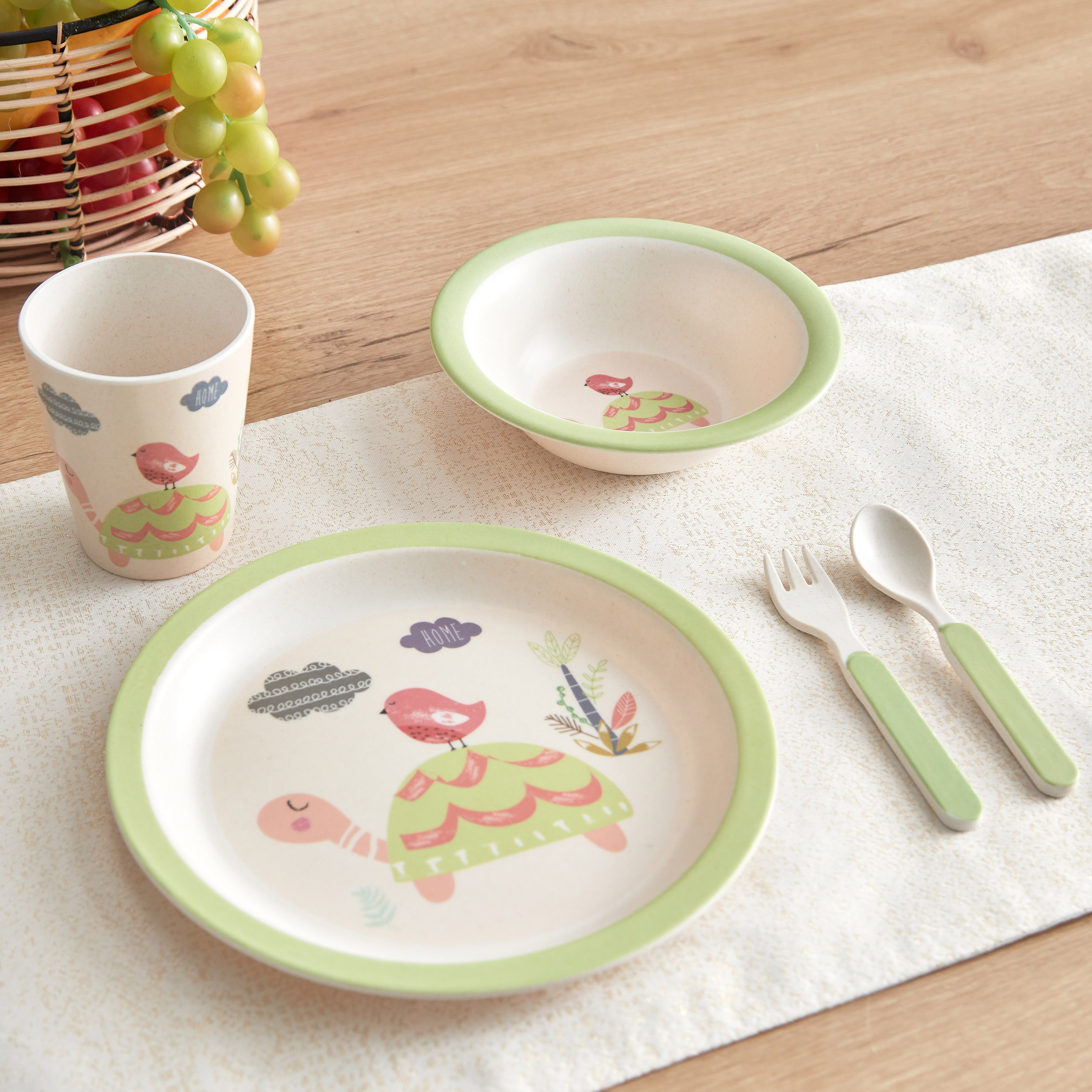طقم إفطار سلحفاة من الخيزران - 5 قطع-hbxhomeware-hbxkidsandyouth-image-2