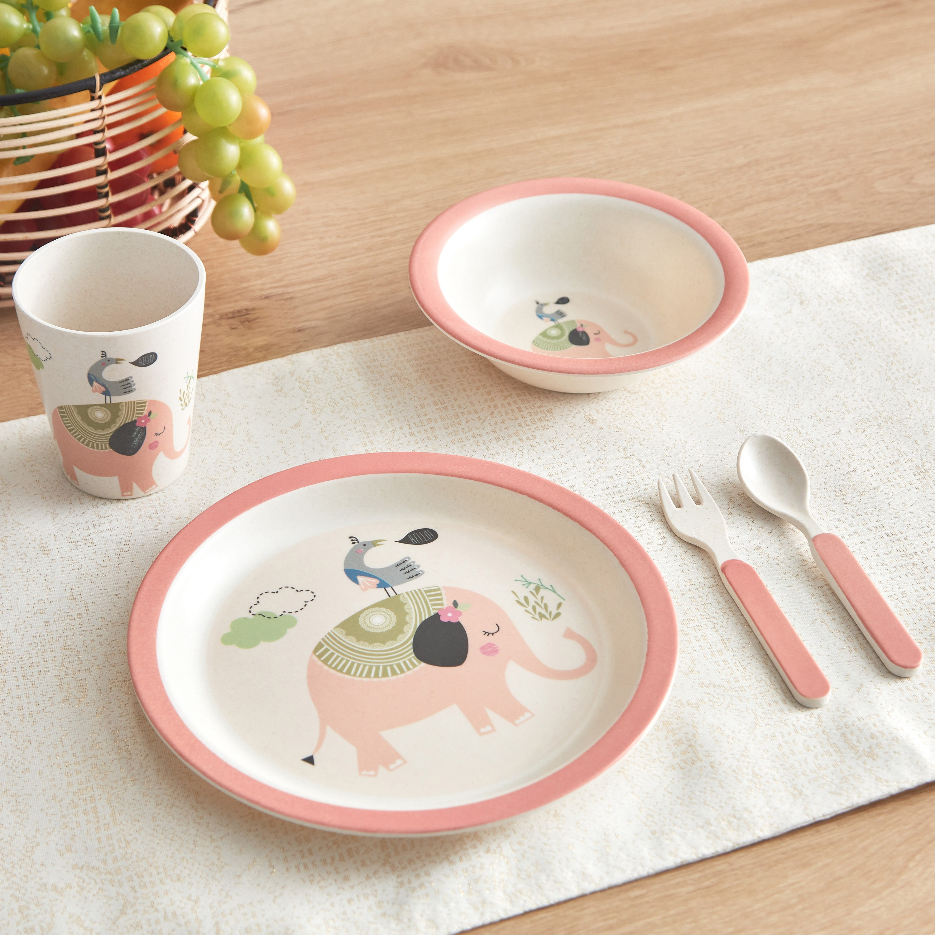 طقم تقديم فطور 5 قطع بطبعات فيل-hbxhomeware-hbxkidsandyouth-image-2
