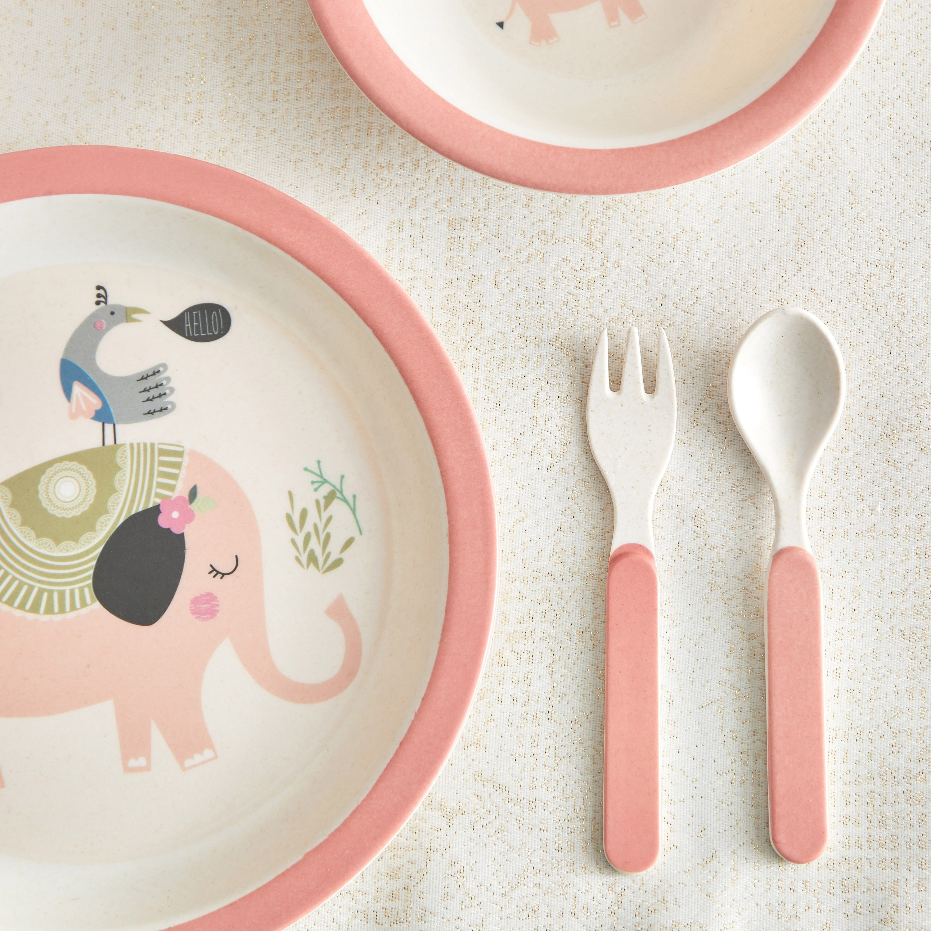 طقم تقديم فطور 5 قطع بطبعات فيل-hbxhomeware-hbxkidsandyouth-image-3