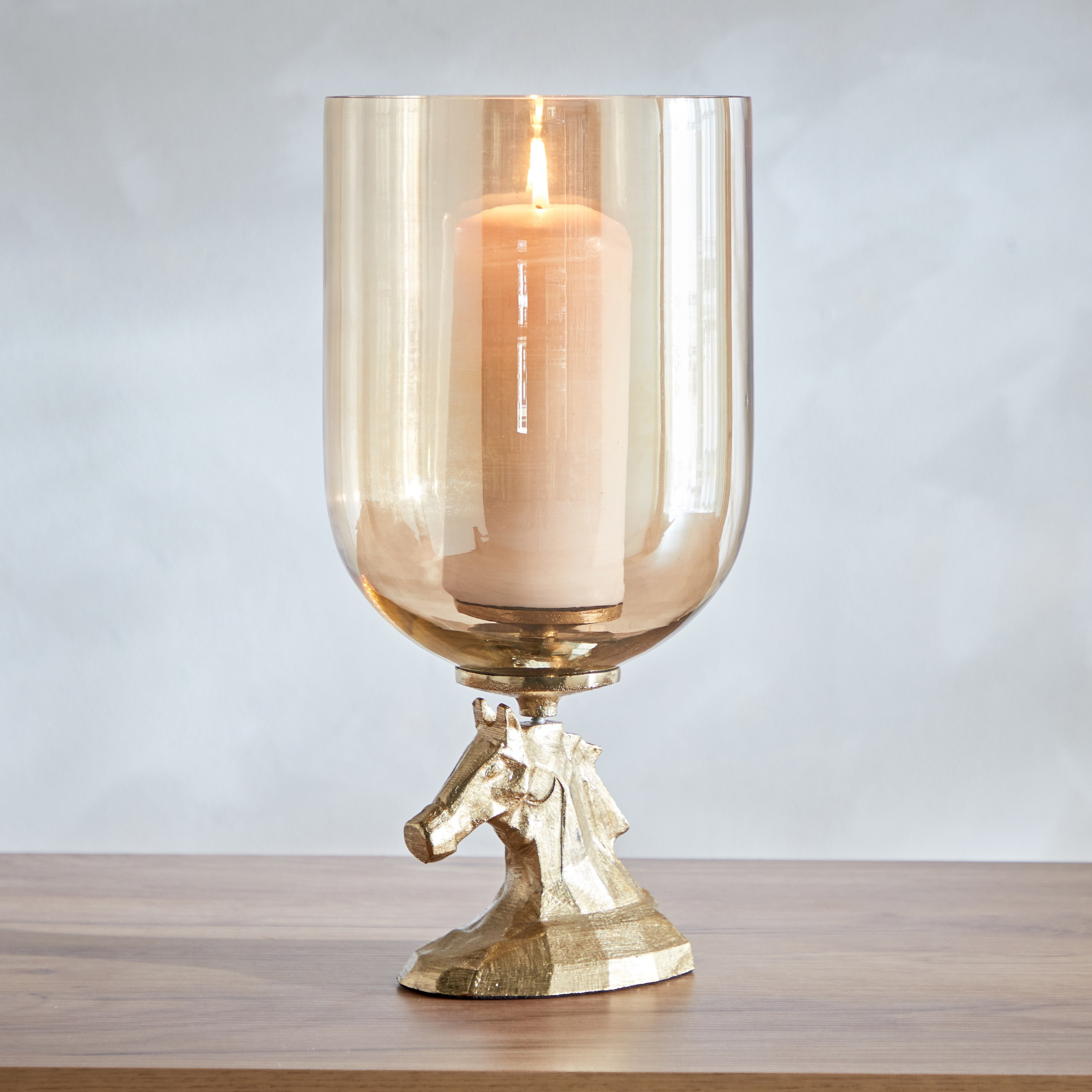 حامل شموع ألومنيوم بزجاج لامع من جاكس - 16x16x35 سم-hbxlivingroom-decorandaccessories-candleholders-image-1