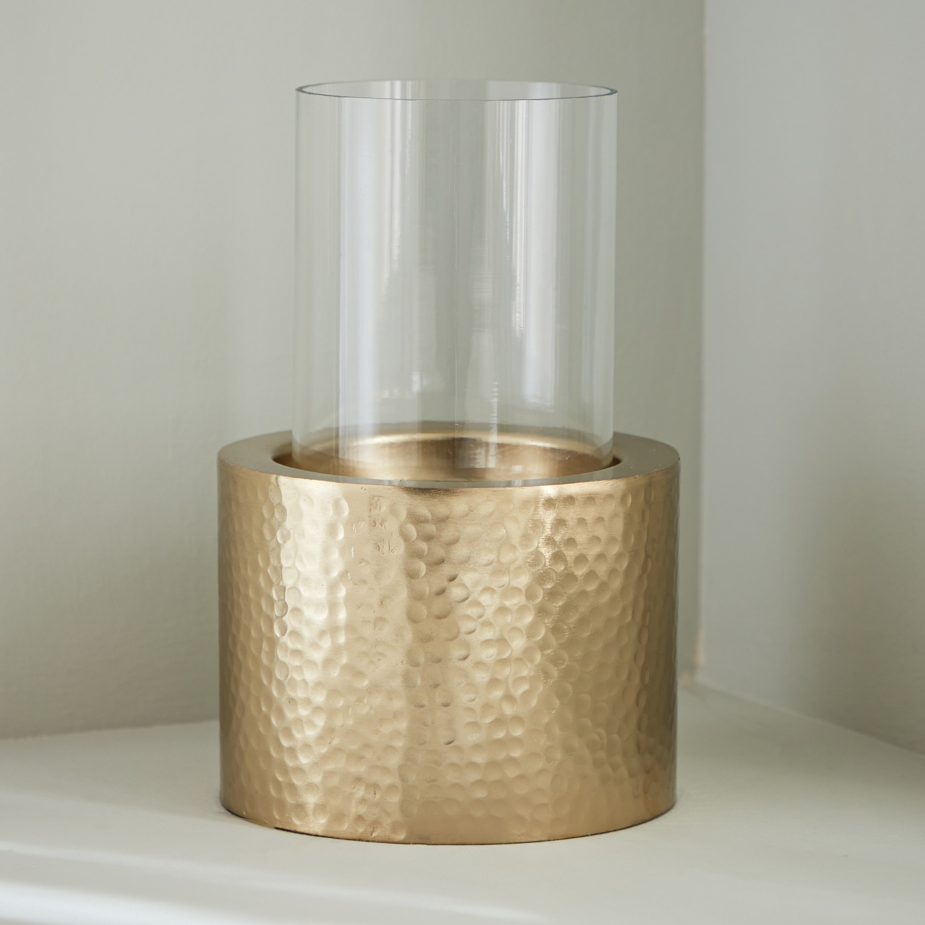 Alpha Textured Metal Candleholder with Glass - 12.5x11.3x10.5 cm-hbxlivingroom-decorandaccessories-candleholders-image-2