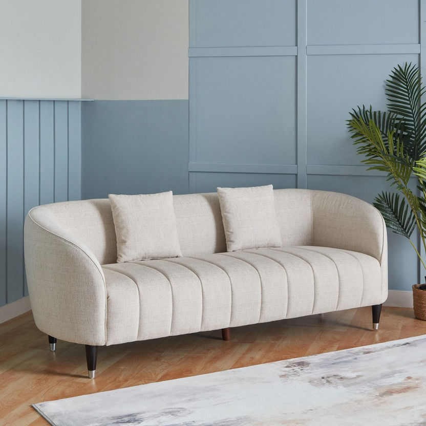 Felix 3-Seater Fabric Sofa with 2 Cushions-Sofas-image-0