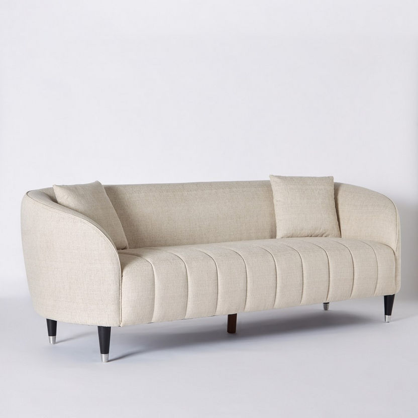 Felix 3-Seater Fabric Sofa with 2 Cushions-Sofas-image-11
