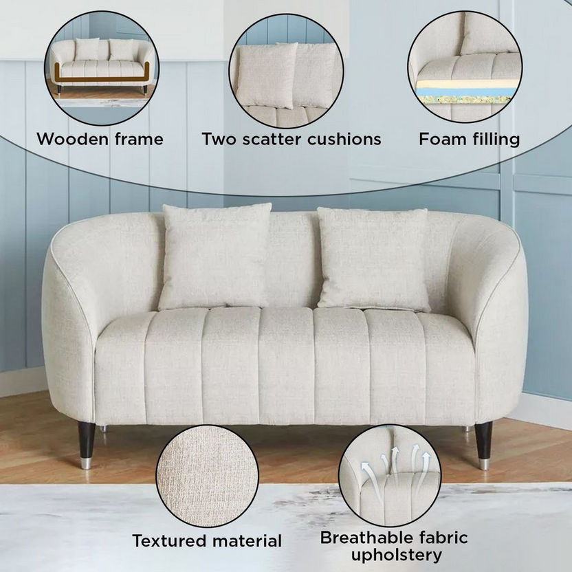 Felix 2-Seater Fabric Sofa with 2 Cushions-Sofas-image-4