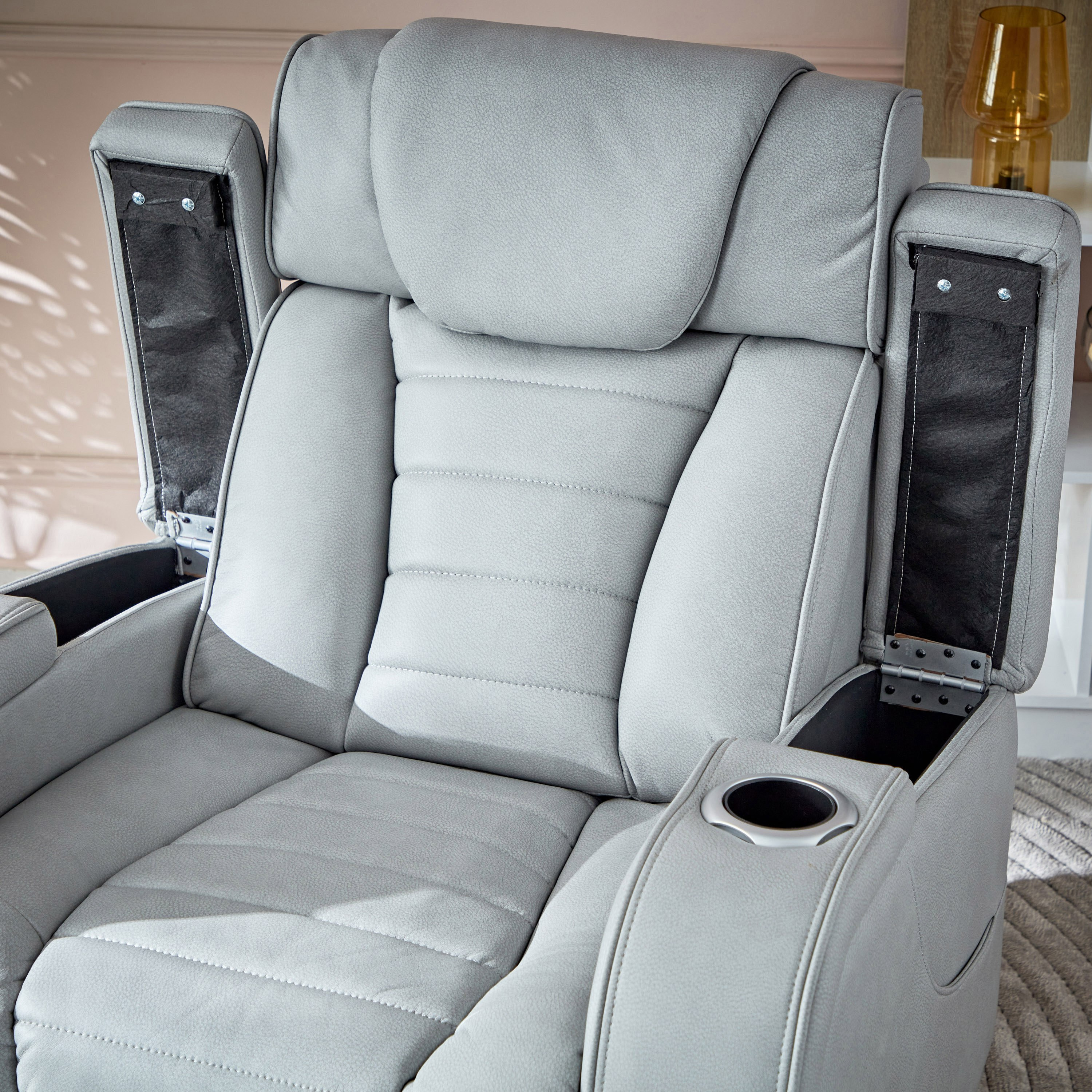 Boston Dual Electric Power Faux Leather Heated Armchair Recliner with 2 Cupholder and Airbag Massage-hbxfurniture-sofasandarmchairs-reclinersofas-image-16