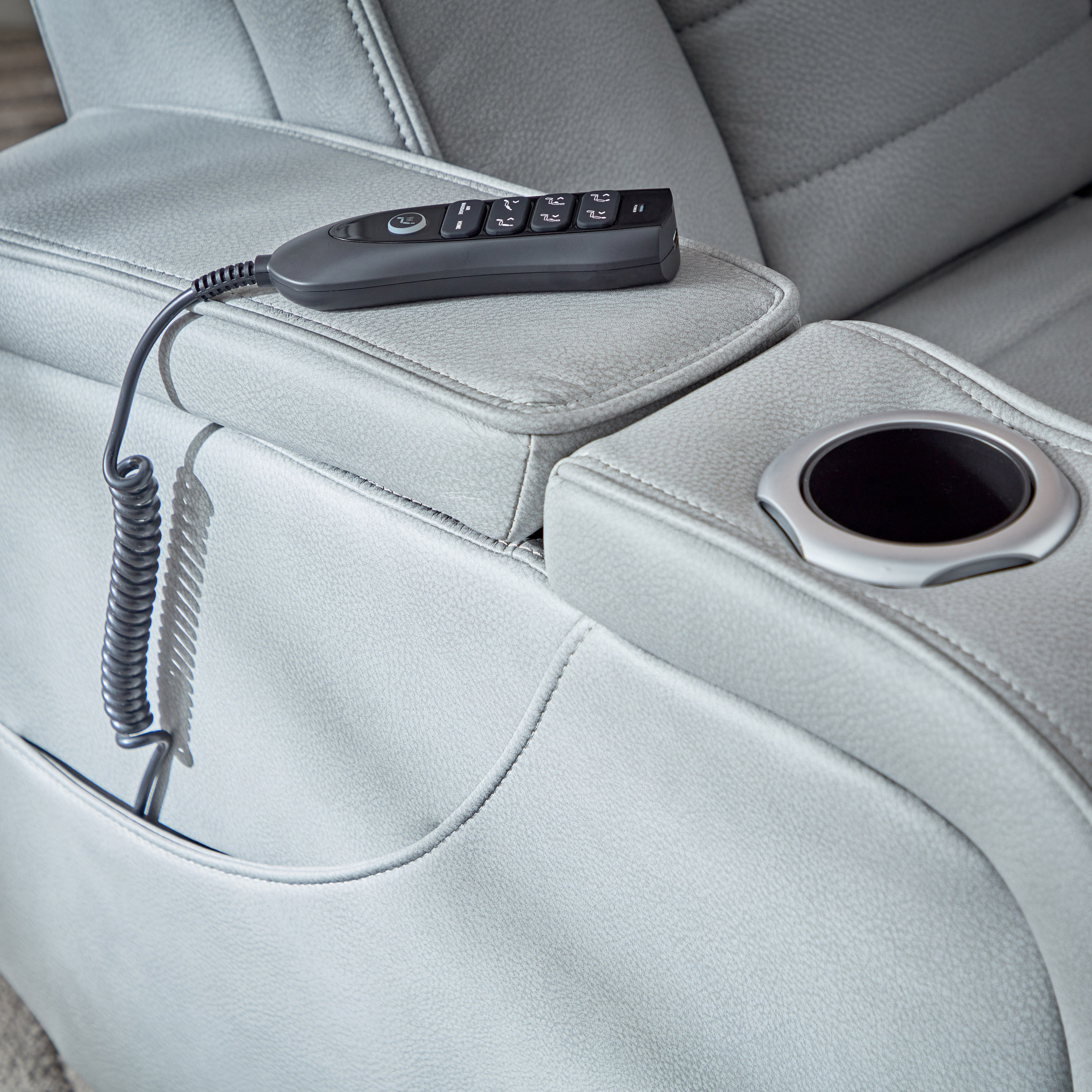 Boston Dual Electric Power Faux Leather Heated Armchair Recliner with 2 Cupholder and Airbag Massage-hbxfurniture-sofasandarmchairs-reclinersofas-image-2