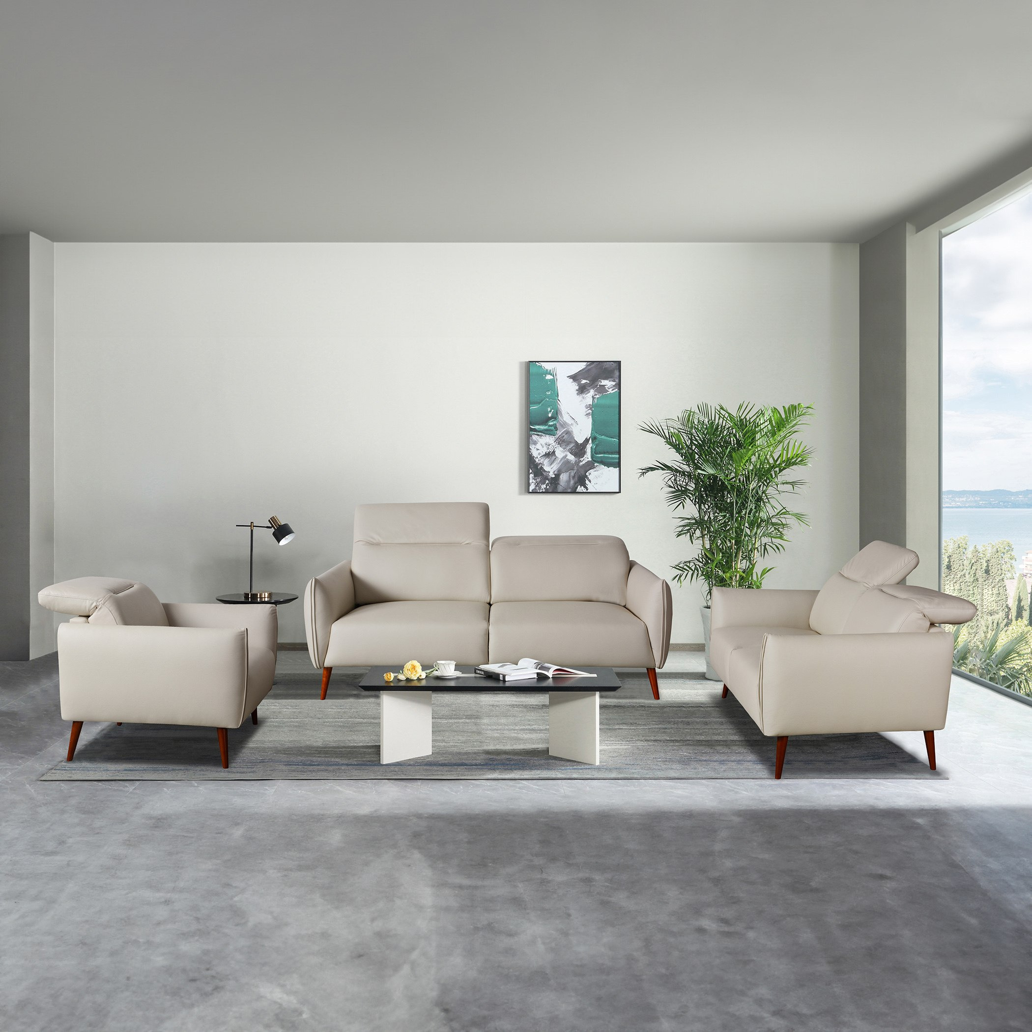 كنبة جلد صناعي ثلاثة مقاعد مع مسند رأس قابل للتعديل من كومو-hbxlivingroom-sofasandarmchairs-sofas-image-8