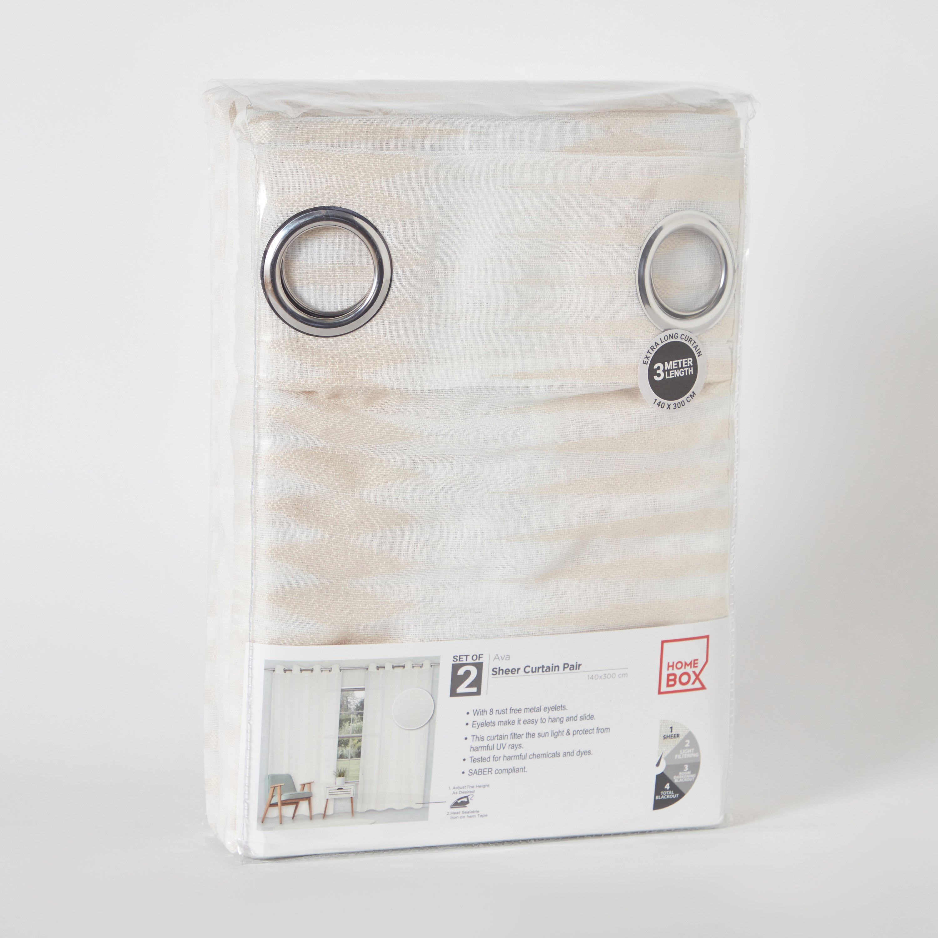 Braxton Ava Yana 2-Piece Extra-Long Sheer Curtain Set - 140x300 cm-PROMO_HB_AE_B1G1_250925-image-4