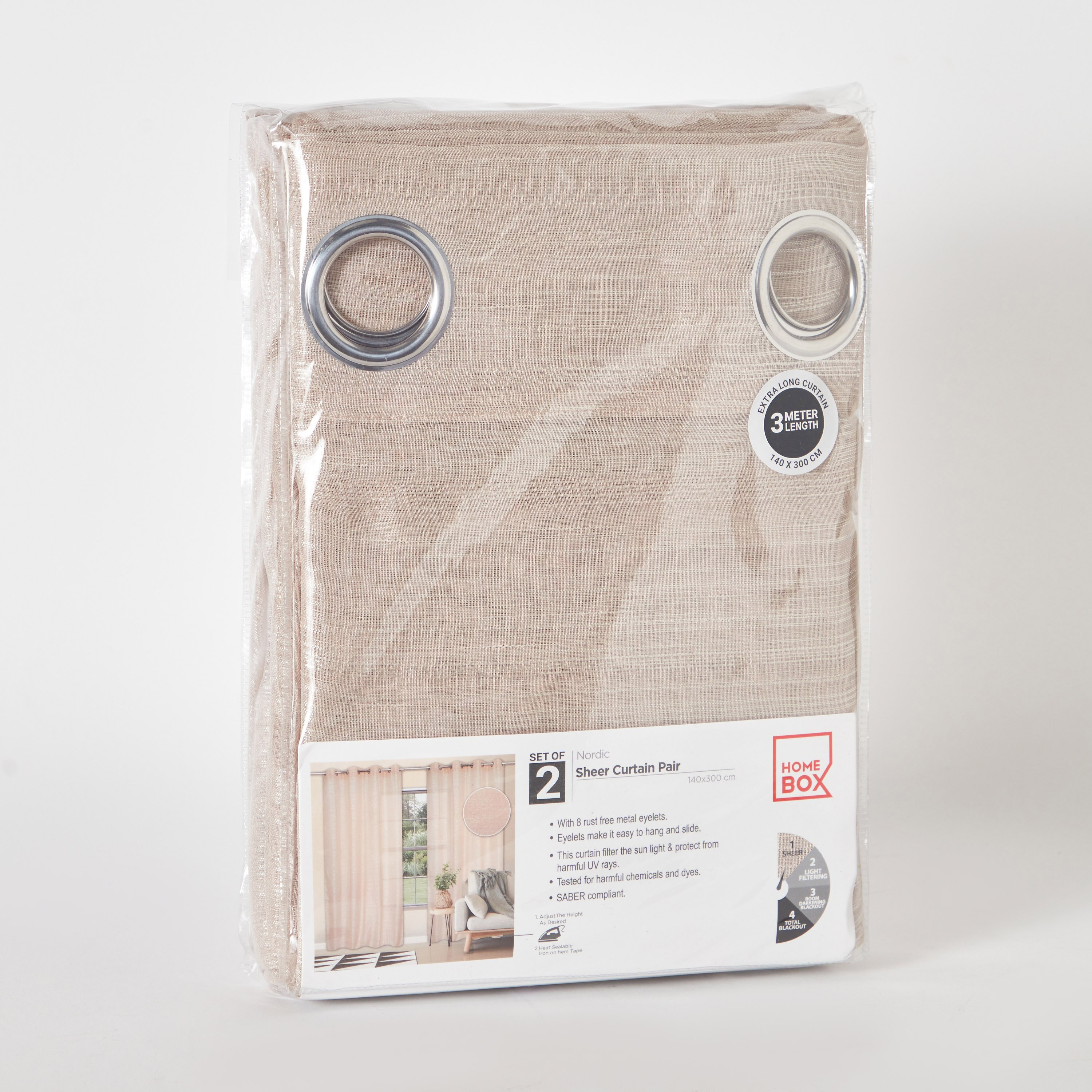 طقم ستائر شفافة قطعتين من نوردك - طويلة جدًا - 140x300 سم-PROMO_HB_AE_B1G1_250925-image-4