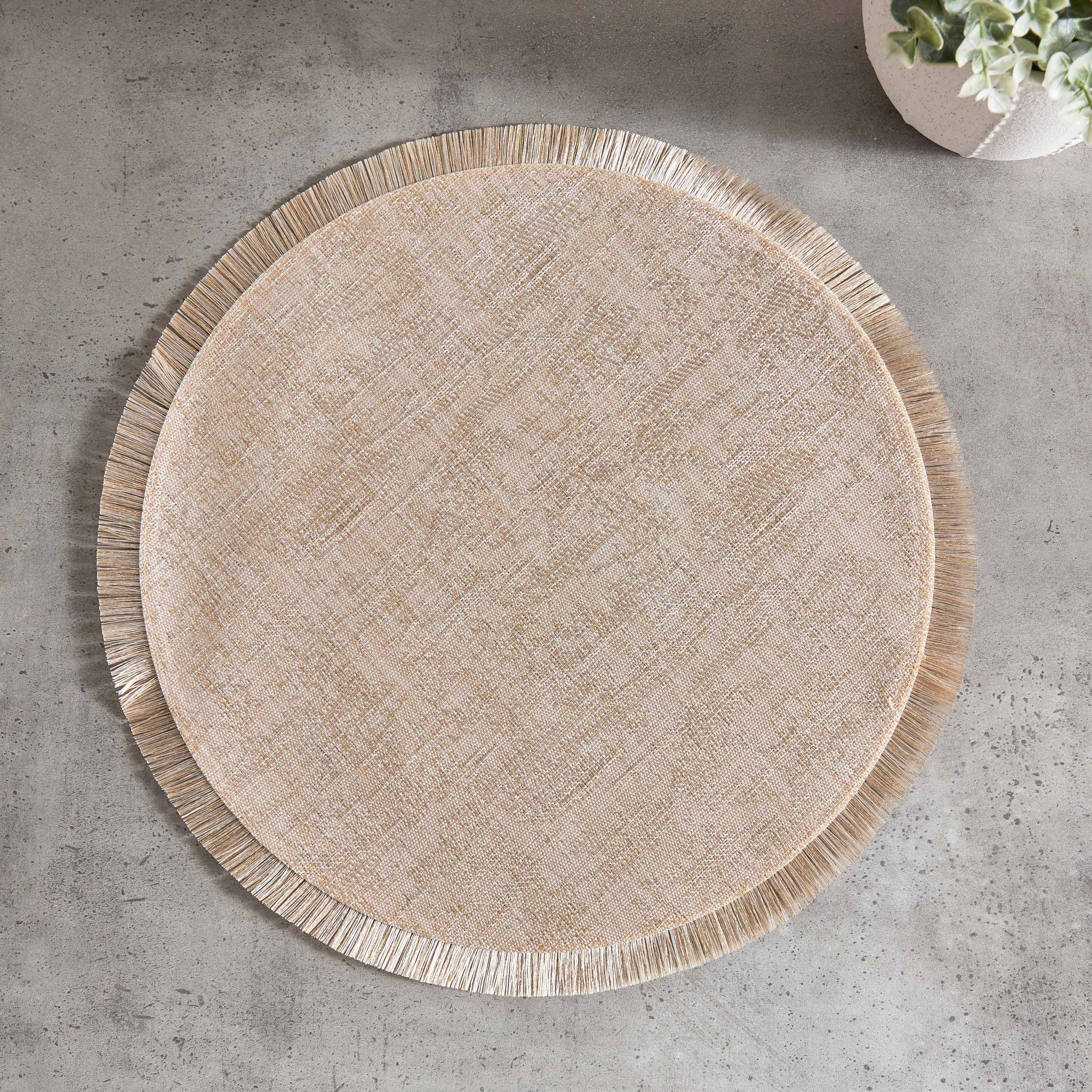 لبادة صحون بشراشيب من جين - 38 سم-hbxdecorandfurnishings-homefurnishings-tablelinens-image-1