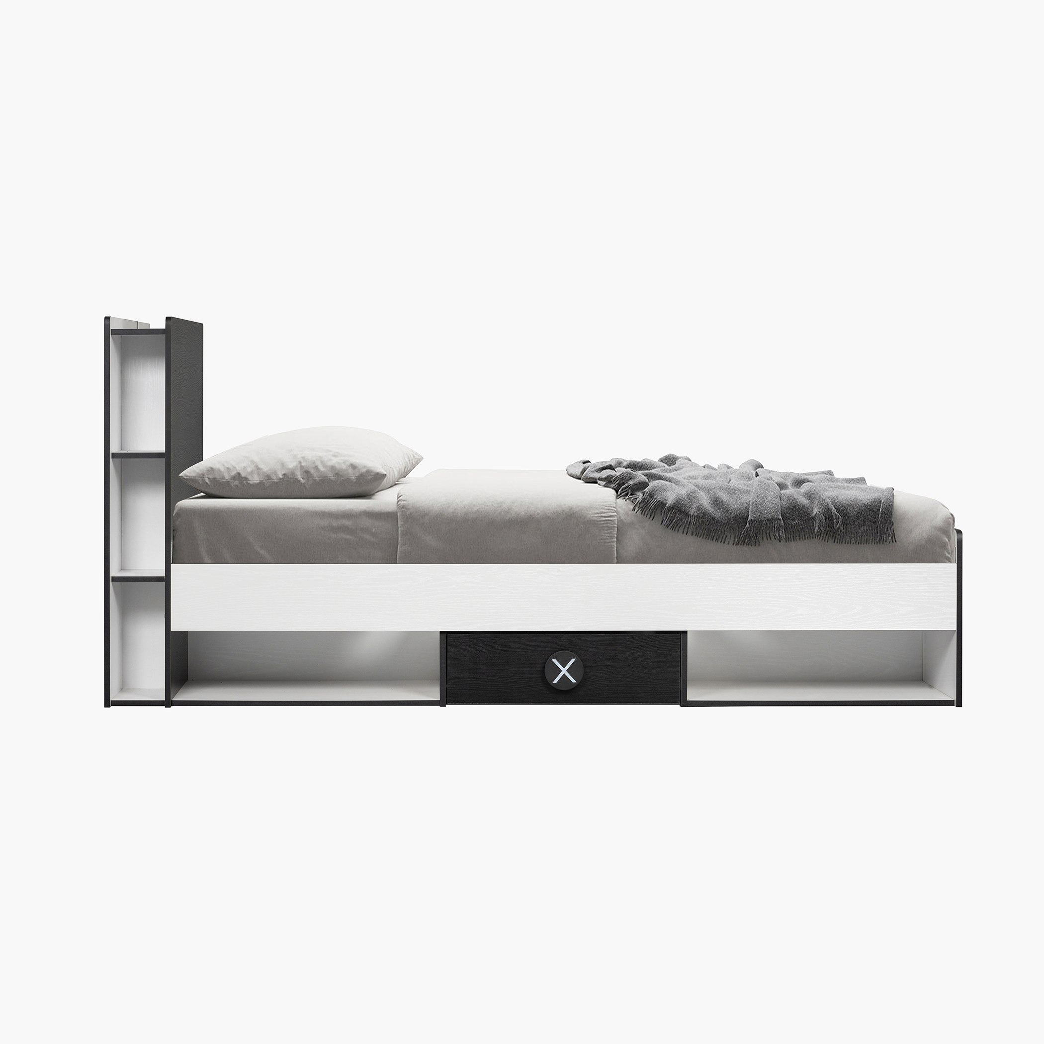 Gamerz Smart Bed with Headboard Storage and 2 Drawers - 120x200 cm-hbxbedroom-bedsandbedsets-beds-twin-image-10