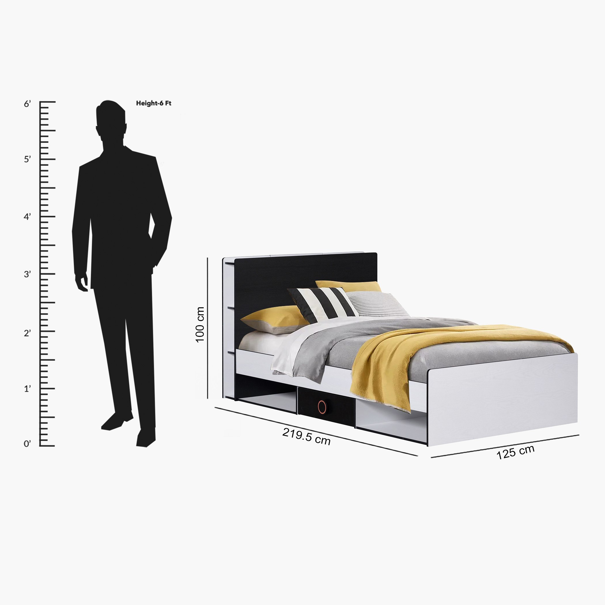 Gamerz Smart Bed with Headboard Storage and 2 Drawers - 120x200 cm-hbxbedroom-bedsandbedsets-beds-twin-image-15