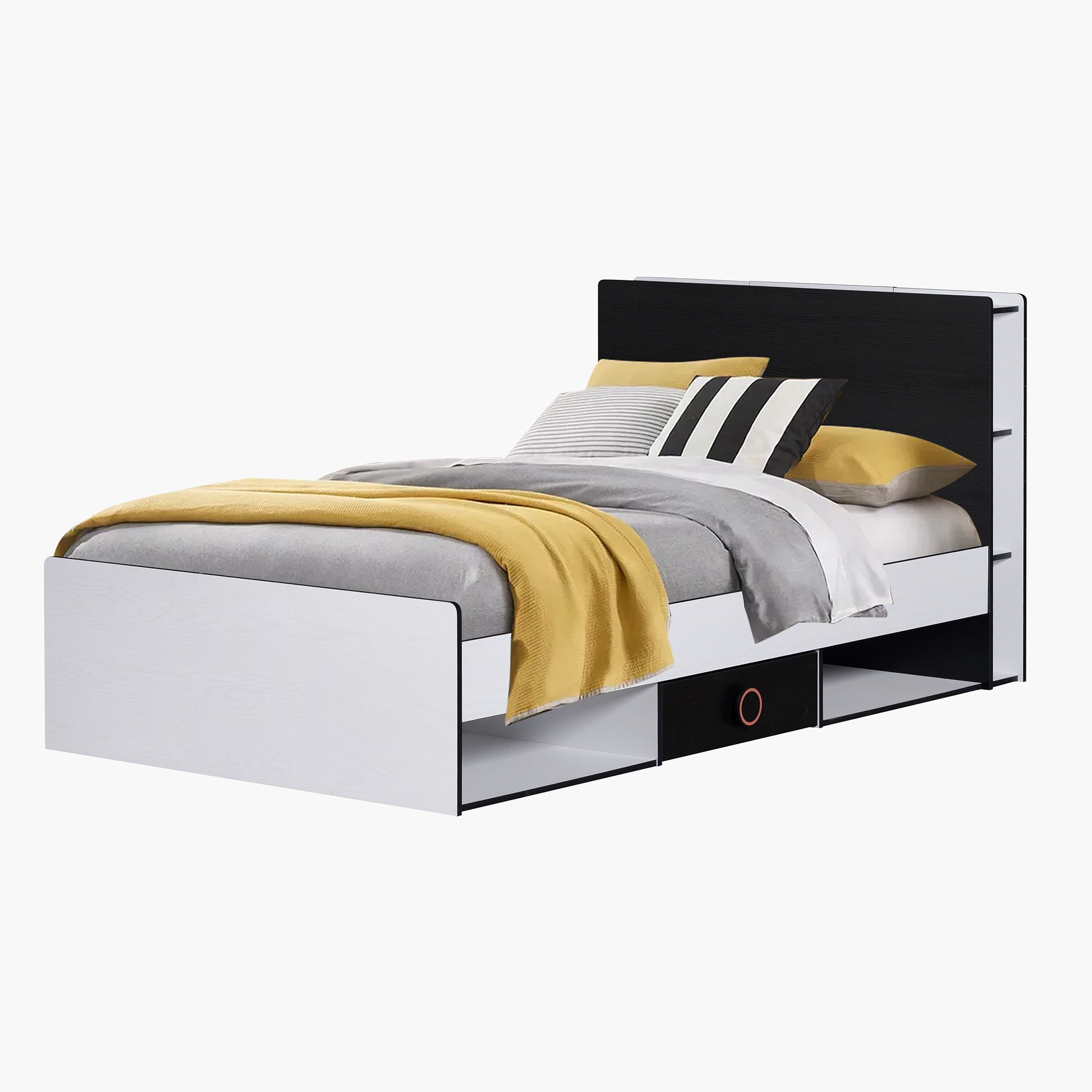 Gamerz Smart Bed with Headboard Storage and 2 Drawers - 120x200 cm-hbxbedroom-bedsandbedsets-beds-twin-image-7