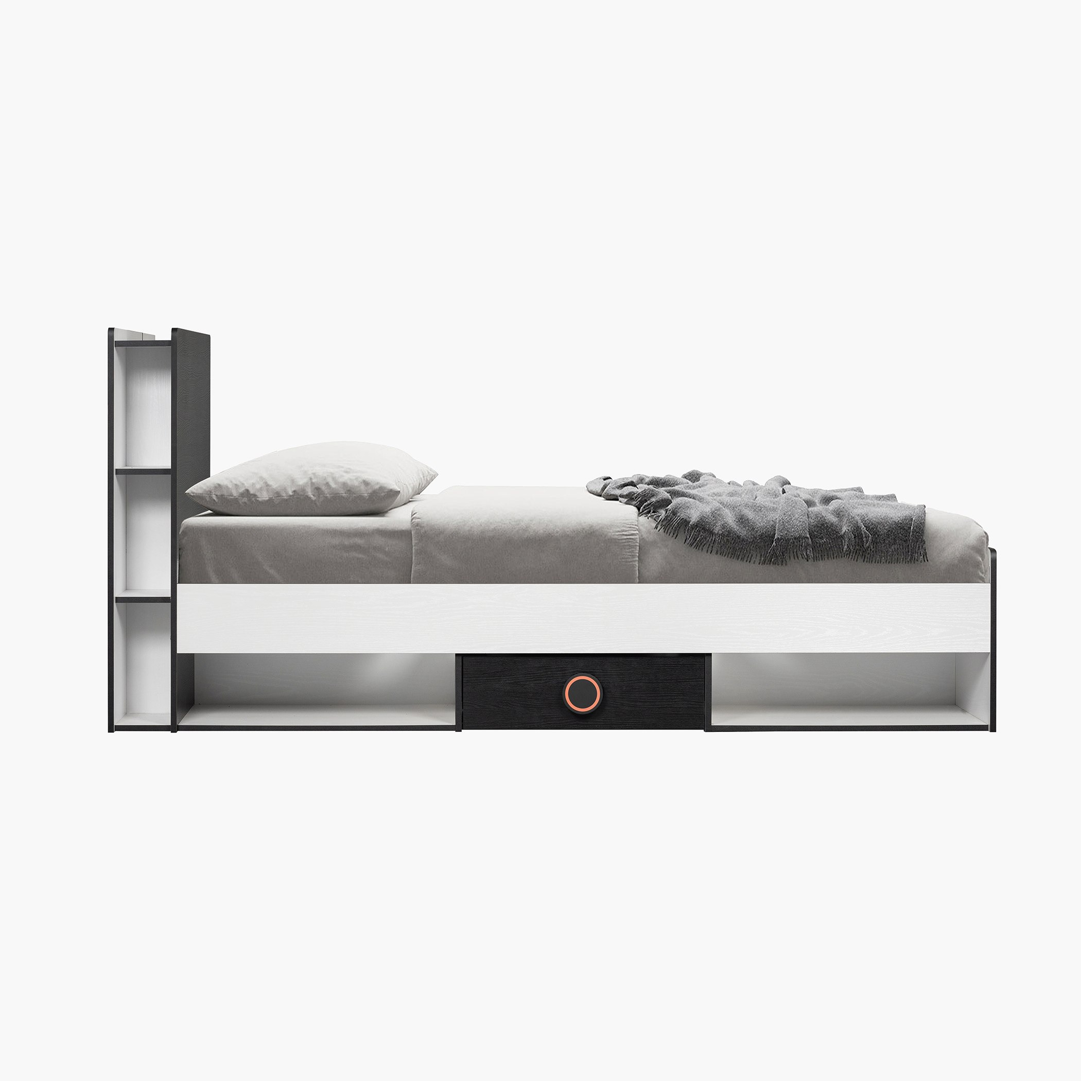 Gamerz Smart Bed with Headboard Storage and 2 Drawers - 120x200 cm-hbxbedroom-bedsandbedsets-beds-twin-image-9