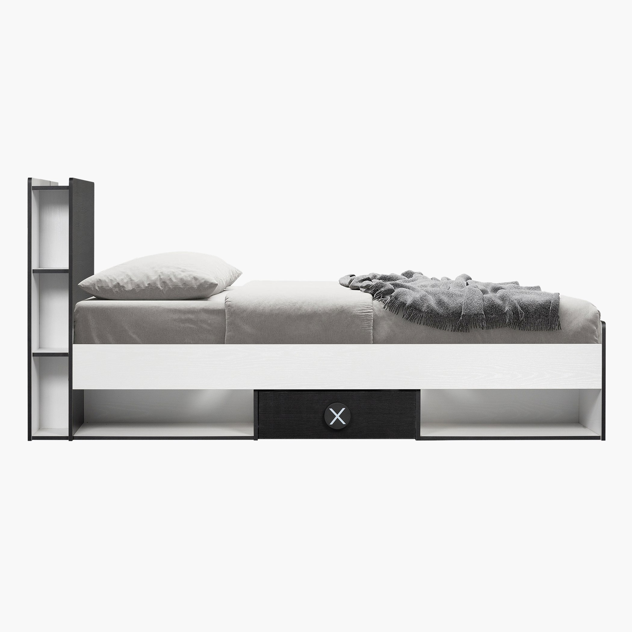 Gamerz Smart Bed with Headboard Storage and 2 Drawers - 90x200 cm-hbxfurniture-bedsandbedsets-beds-single-image-10