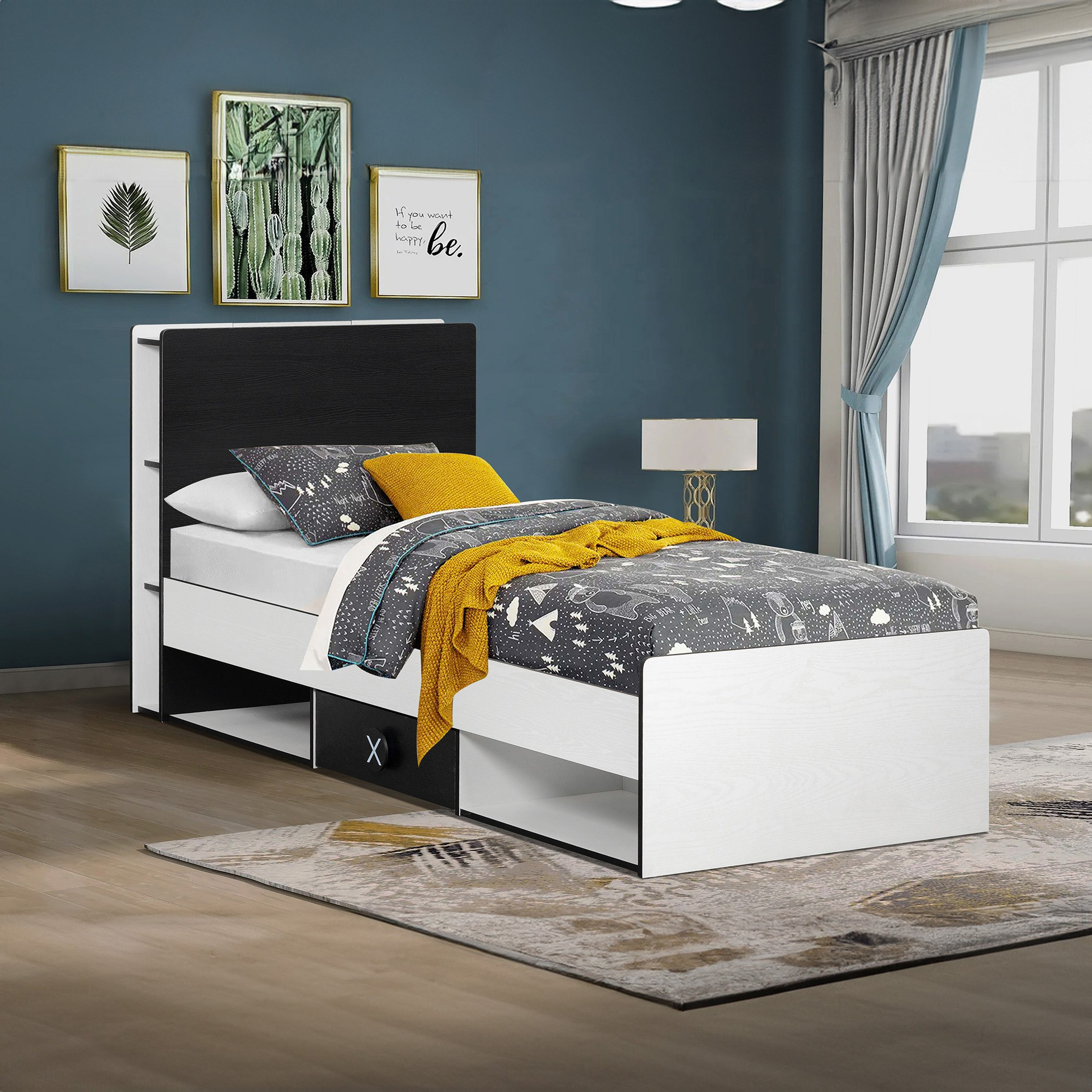 Gamerz Smart Bed with Headboard Storage and 2 Drawers - 90x200 cm-hbxfurniture-bedsandbedsets-beds-single-image-7