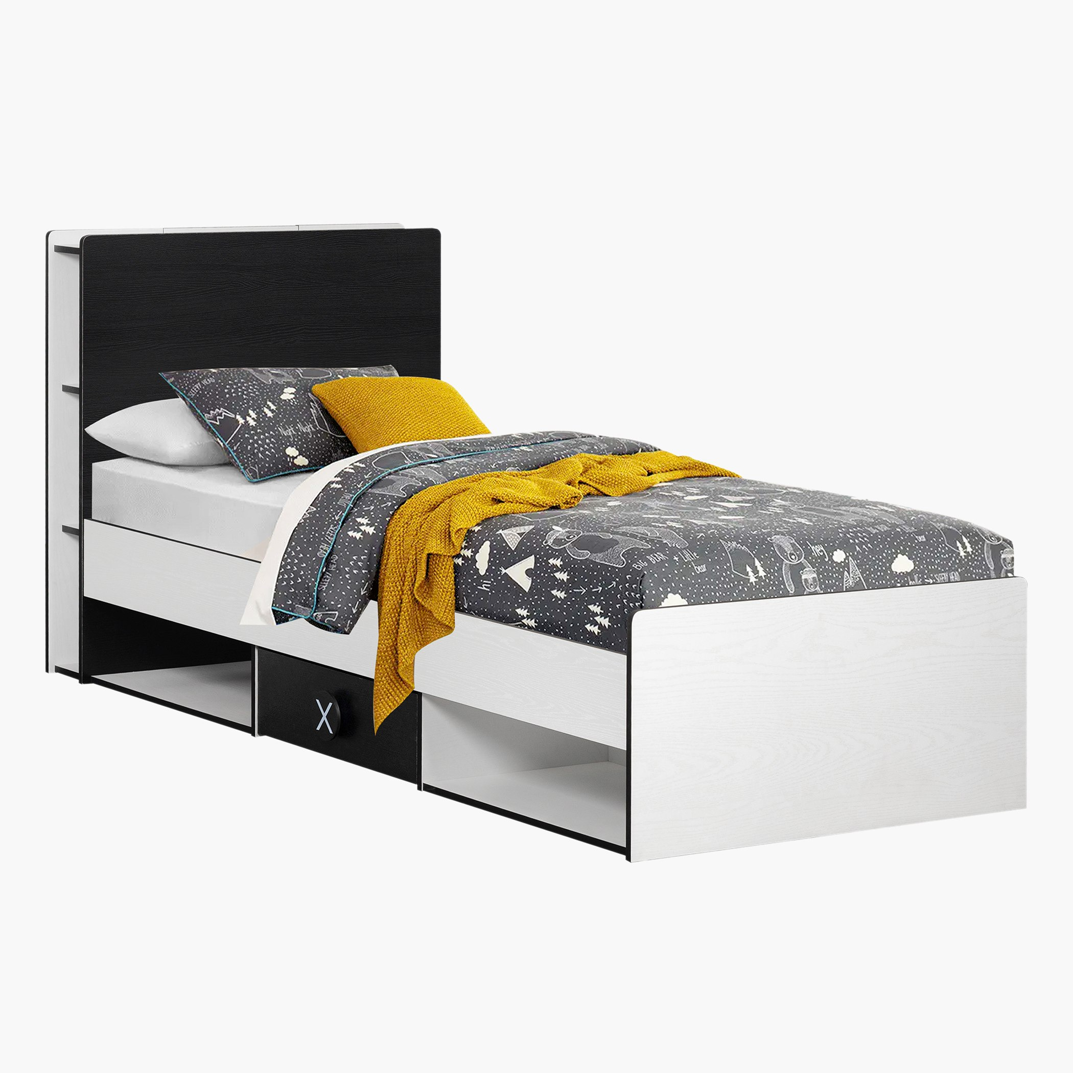 Gamerz Smart Bed with Headboard Storage and 2 Drawers - 90x200 cm-hbxfurniture-bedsandbedsets-beds-single-image-8