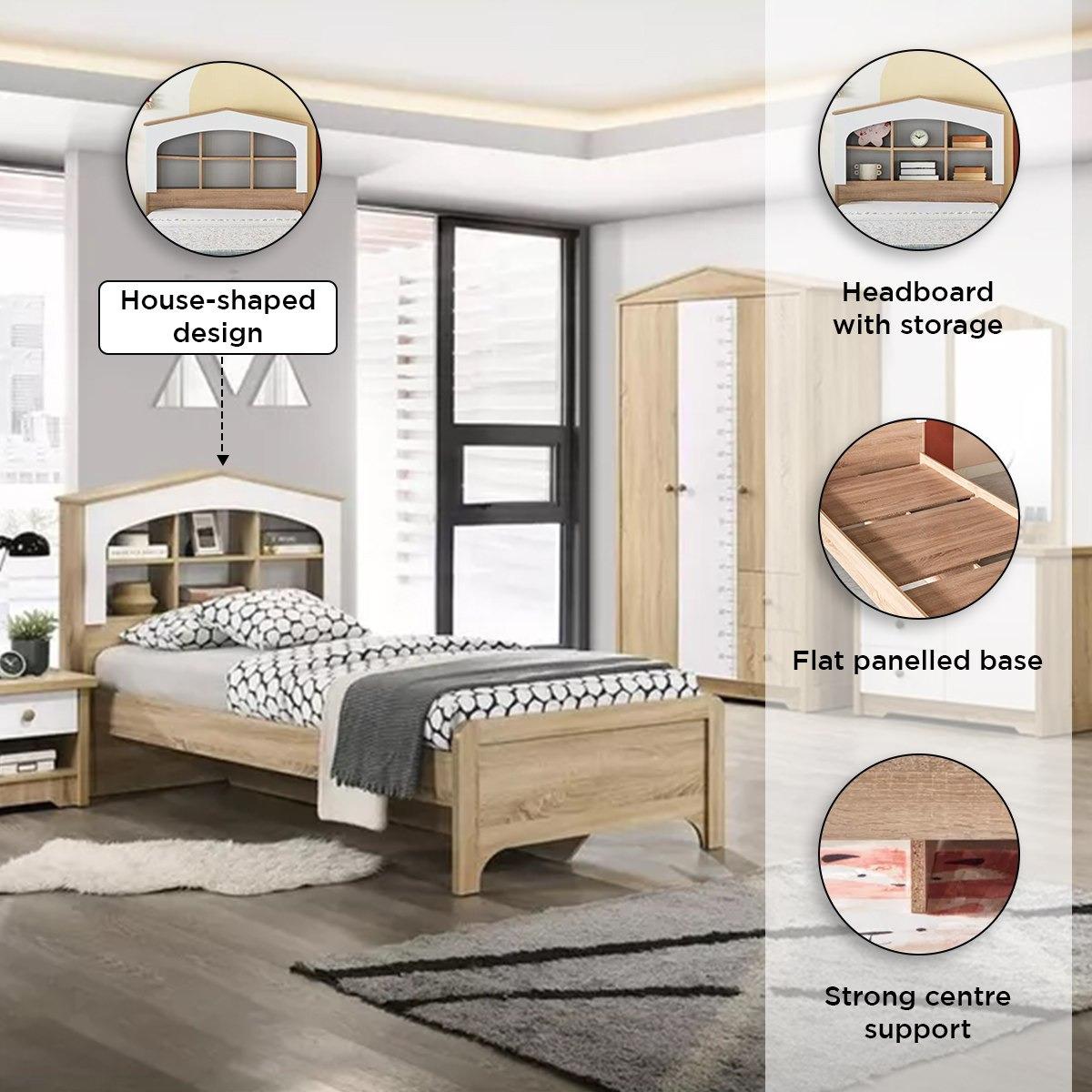 My House Single Bed - 90x200 cm-hbxfurniture-bedsandbedsets-beds-single-image-4