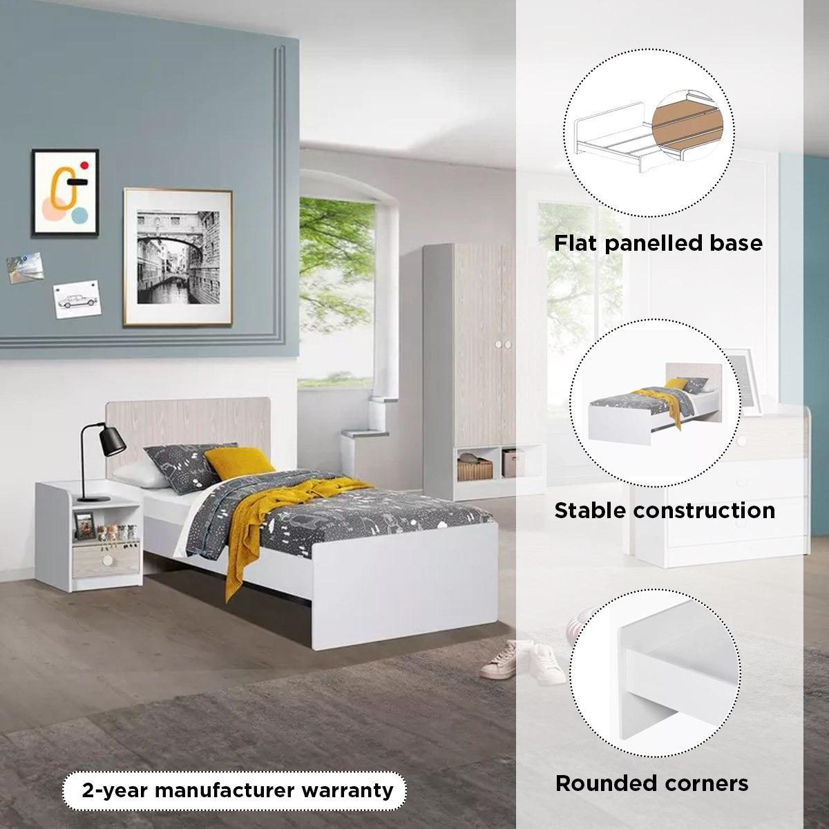 Vanilla Single Bed - 90x190 cm-hbxfurniture-bedsandbedsets-beds-single-image-8