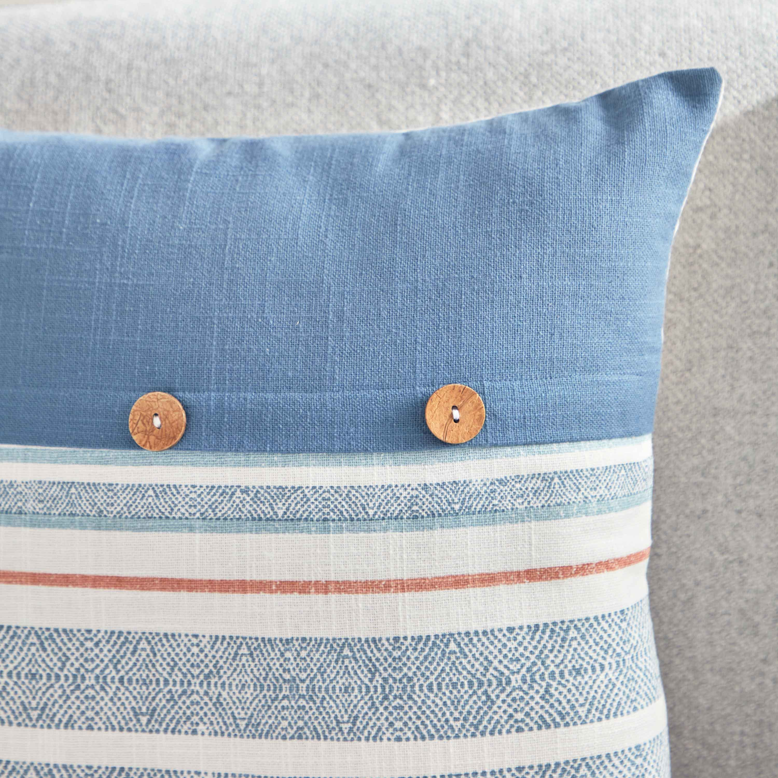 Sea Breeze Striped Filled Cushion with Button - 45x45 cm-hbxlivingroom-furnishings-cushionsandcovers-filledcushions-image-2