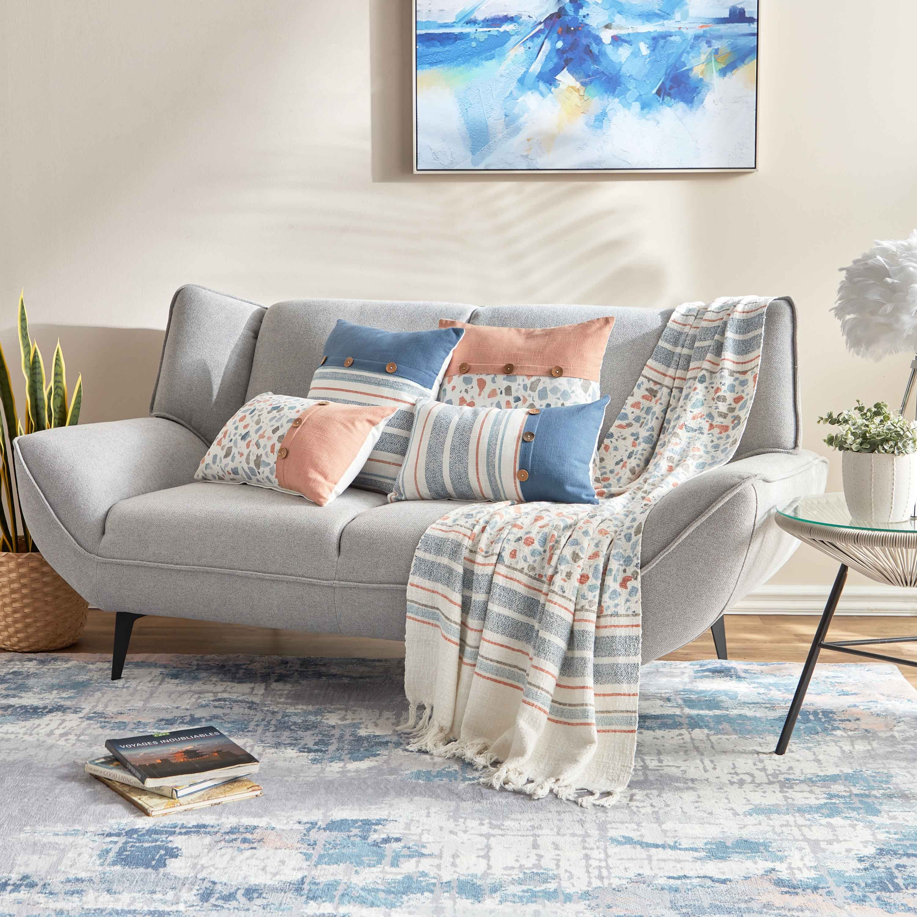 Sea Breeze Striped Filled Cushion with Button - 45x45 cm-hbxlivingroom-furnishings-cushionsandcovers-filledcushions-image-6