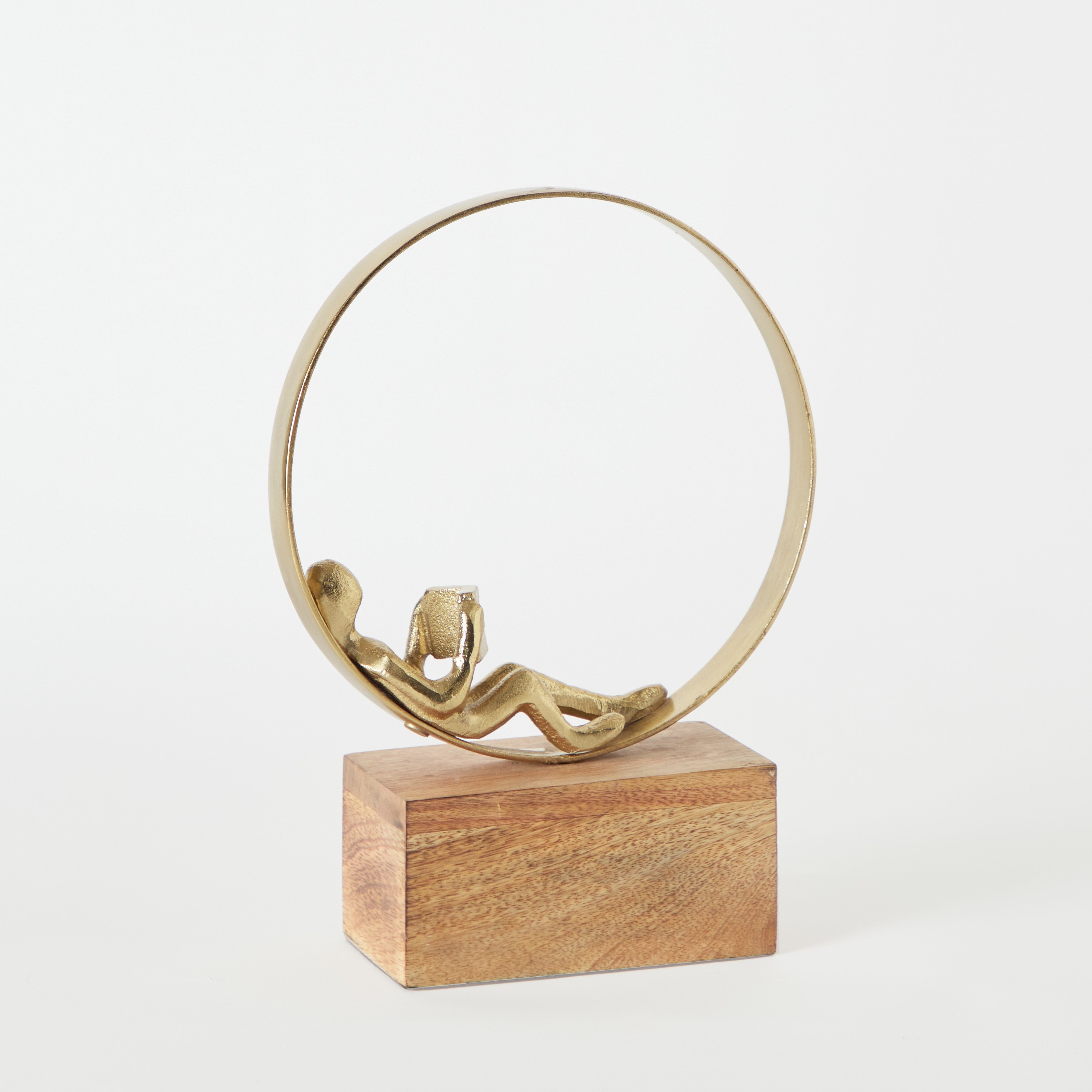زينة ديكور معدنية مع قاعدة خشب طبيعي من جلير - 21x8x28 سم-hbxhomeware-homedecor-figurinesandornaments-image-6